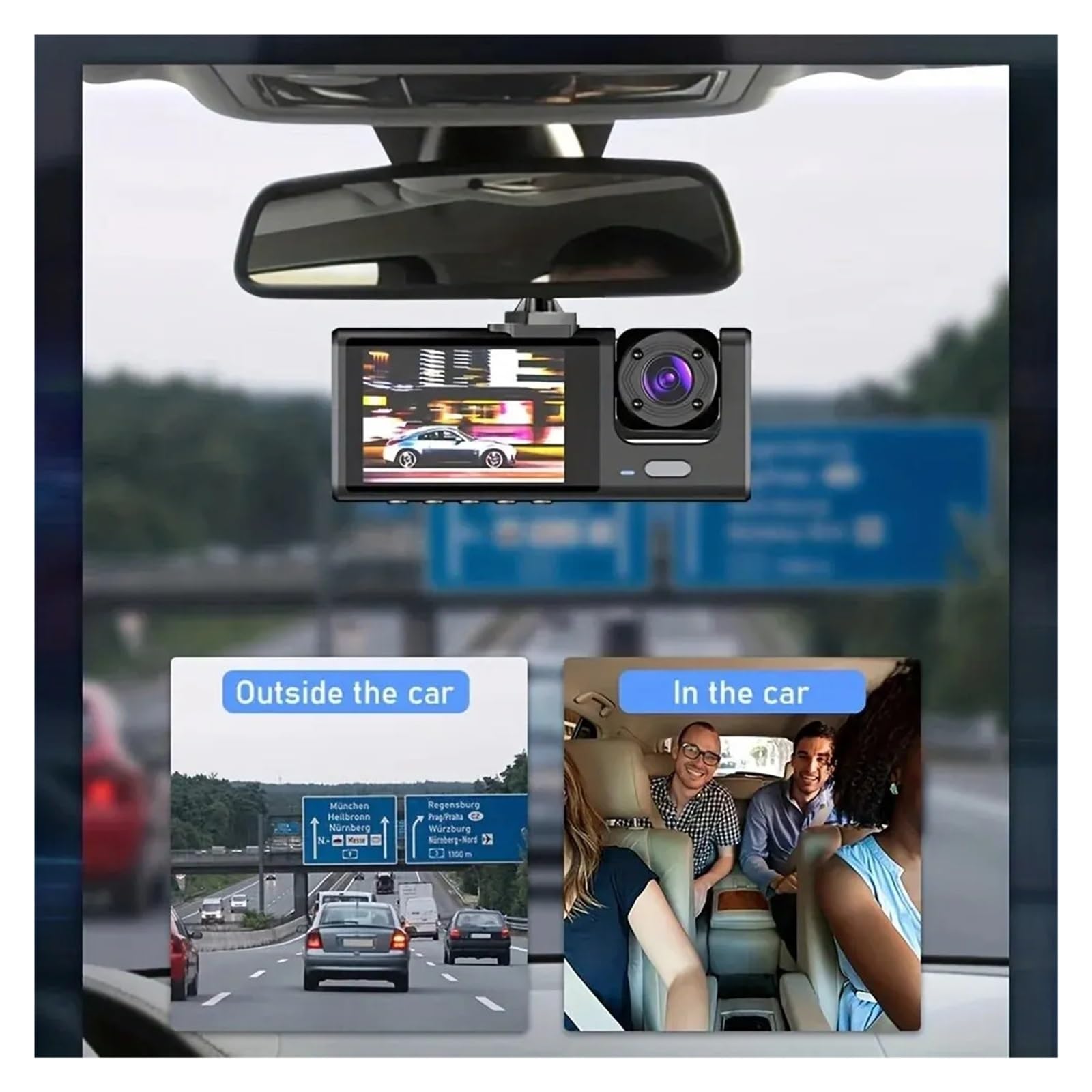 Dash cam da cabina anteriore con doppio obiettivo 1080P