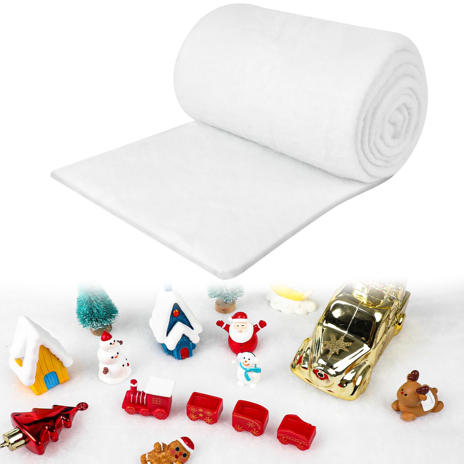 LOKIPA Christmas Fake Snow Blanket, Artificial Snow Blankets Snow Roll for Christmas Village Party Favors Table Runner Decor （7.9Ft x 2.6Ft）