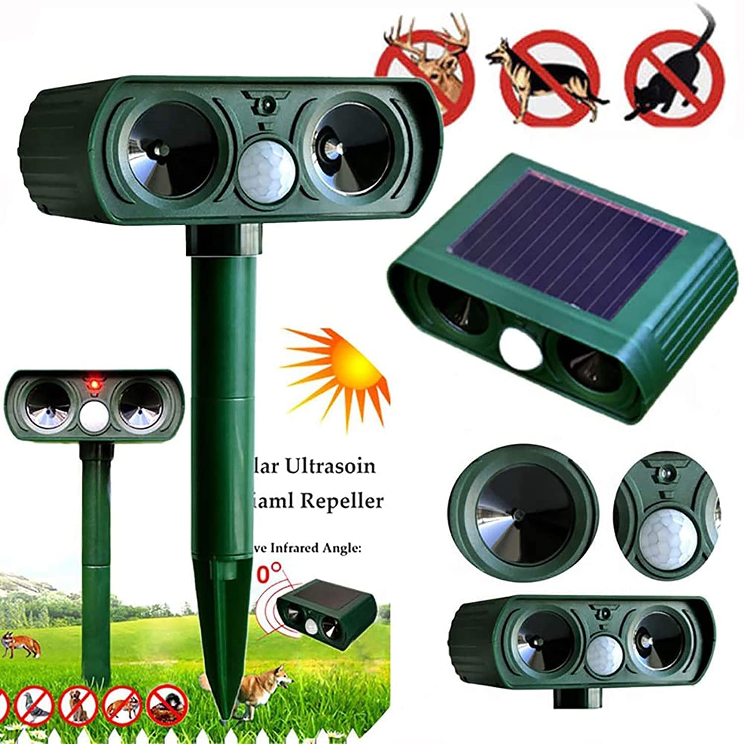 Spaventa gatti a ultrasuoni IP65 resistente alle intemperie portata 9 m per animali domestici auto cani martore