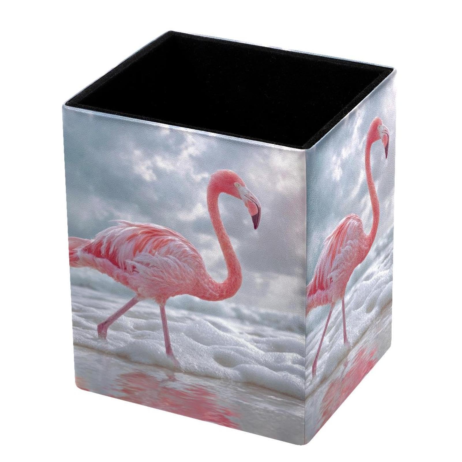 VAPOKF Pencil Holders for Desk, Flamingo Printed Pen Holders Pen Pot Makeup Brushes Storage Desktop Stationery Supplies Organiser for Home Office
