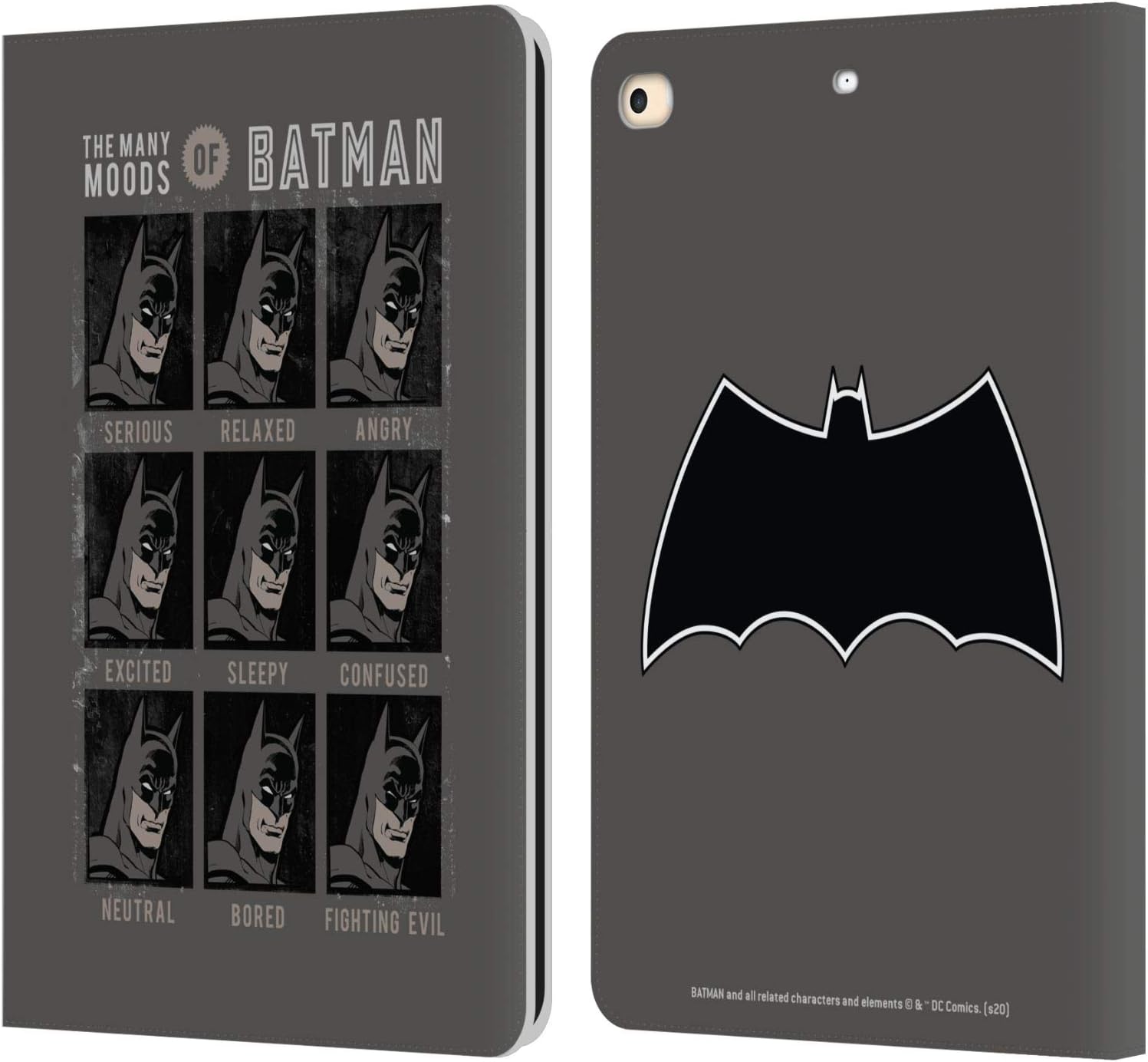 Head Case Designs Officially Licensed Batman DC Comics Many Moods Vintage Fashion Leather Wallet Case Compatible with Apple iPad 9.7 2017 / iPad 9.7 2018