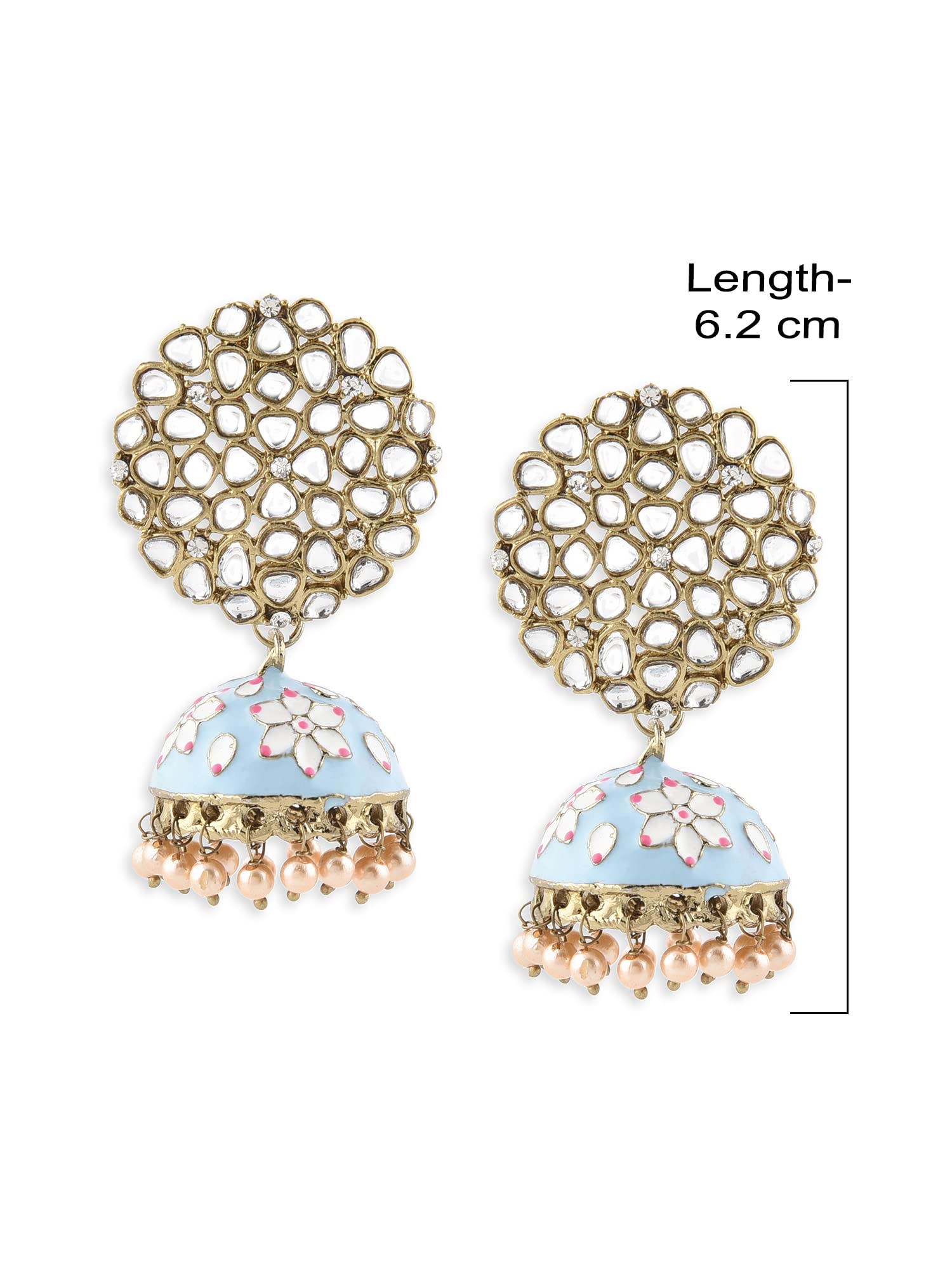 Turquoise-Pink Meenakari Kundan Ethnic Jhumki Earrings