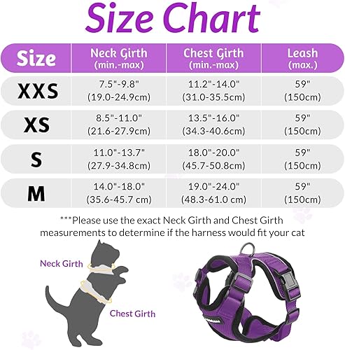 Miniatura 2 de rabbitgoo Arnés y correa para caminar, a prueba de escapes, chaleco suave y ajustable para gatos, fácil de controlar, transpirable, tiras