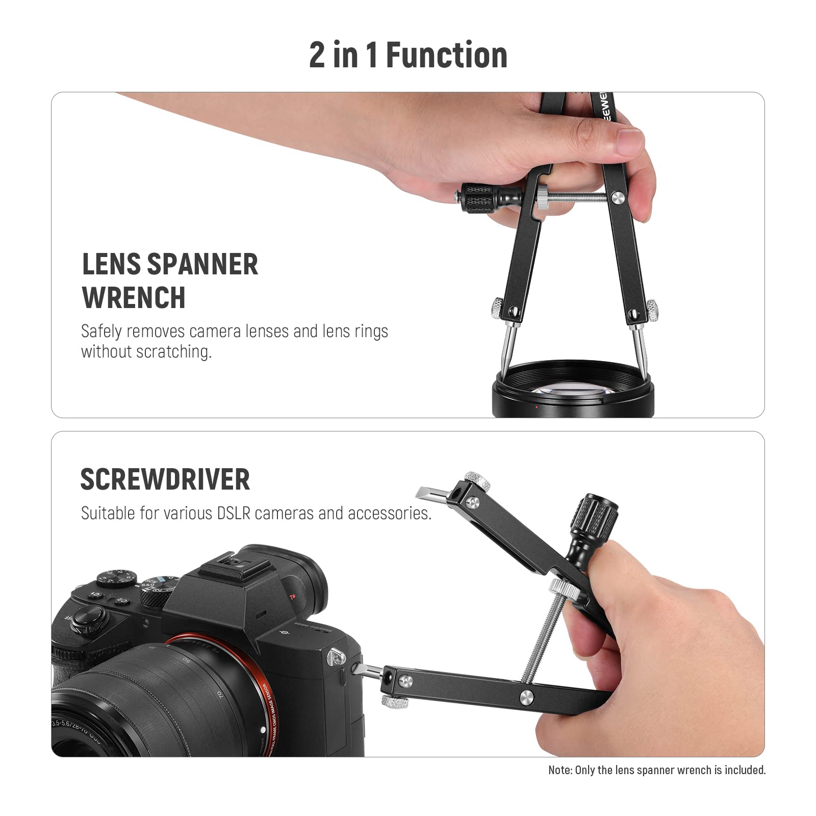 NEEWER V-förmiger Objektivöffner, Werkzeug-Set mit 3 Arten von Spitzen (spitz, flach, halb flach), Objektivreparaturschlüssel mit 10–90 mm Öffnung für DSLR-Kameraobjektive, Teleskopokulare, HW-24