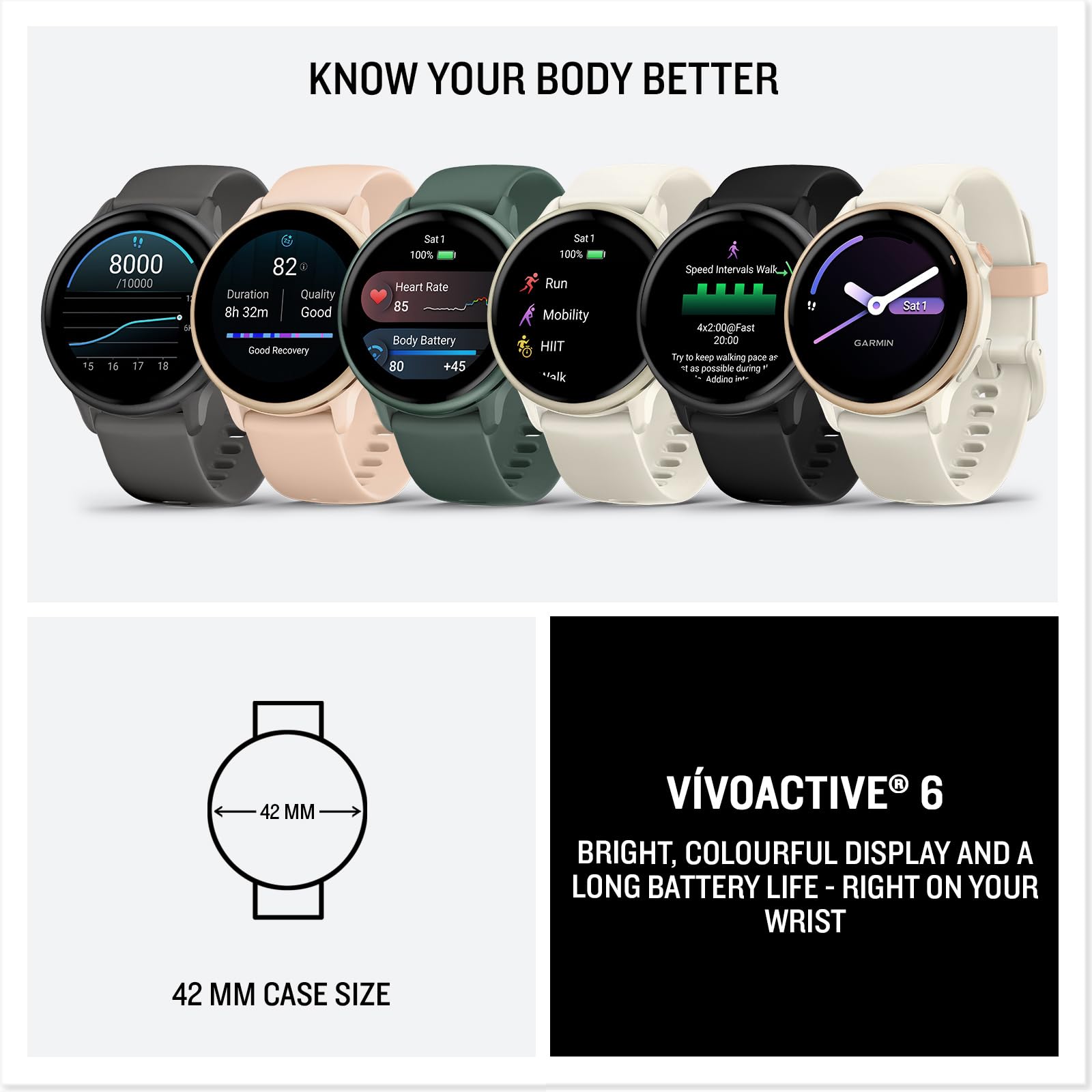 Garmin vívoactive 6, Amazon Exclusive, 42mm GPS smartwatch, AMOLED touchscreen, all-day health monitoring,fitness features,advanced sleep coaching,Music, up to 11 days battery life, Pebble Grey — view 7