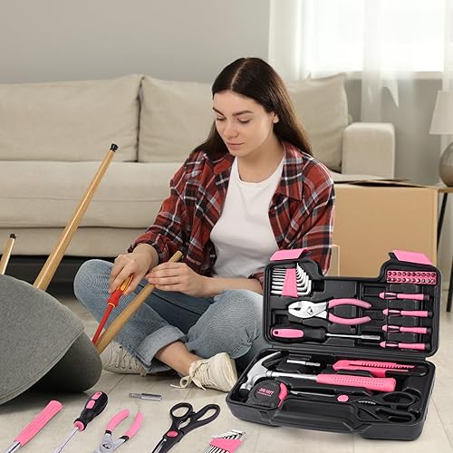 Miniatura 7 de Juego de herramientas de 40 piezas, kit de herramientas pequeñas, caja de herramientas para el hogar general para reparación del hogar, bricolaje,