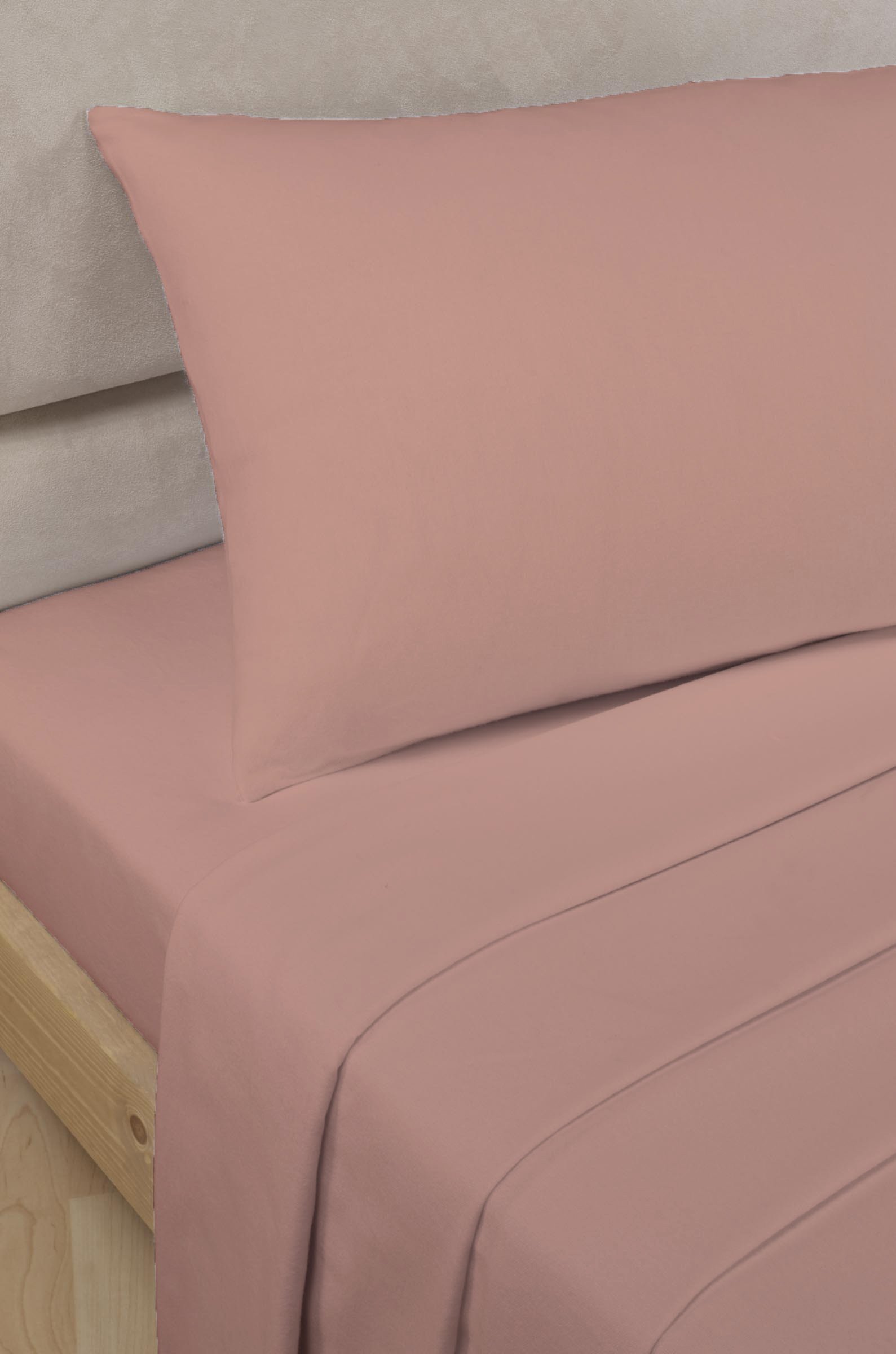 Luxury Non Iron Percale Poly Cotton Flat Sheet, High Thread Count, (King, Peach)