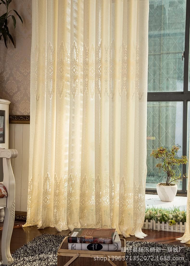 Modern Minimalist Sunscreen Home Semi Shading Sheer Curtains for Living Kids Nursery Room Bedroom(1 Panel, W 54 x L 84 inch, Yellow)
