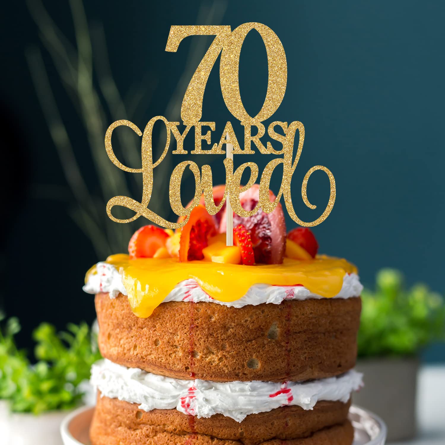 70. Geburtstag Kuchendekoration – 3-tlg. Set In Rotgold Mit Glitzer & Zahl 70