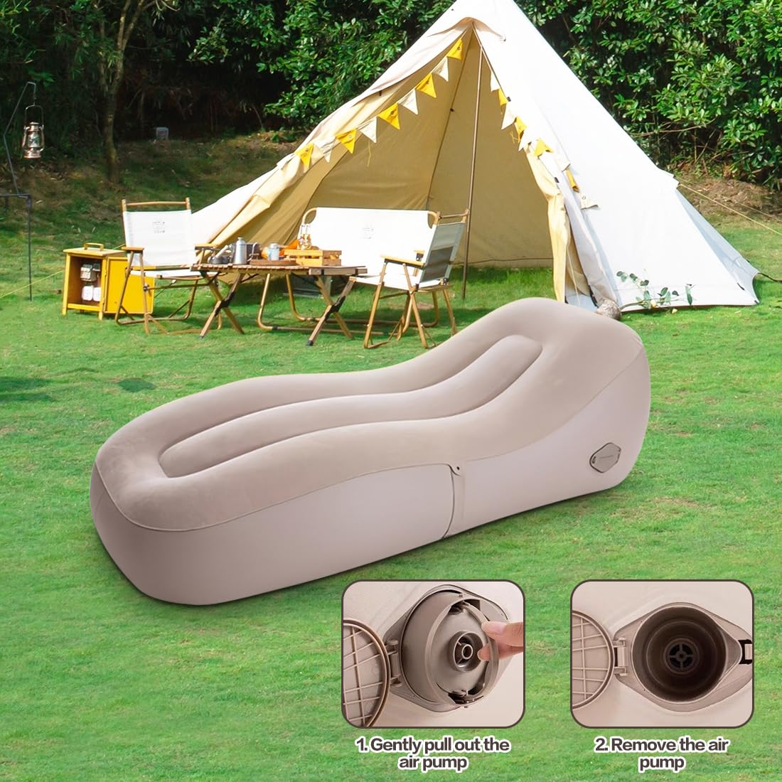 Aufblasbare Couch Gohytal Aufblasbare Liege Luftsofa Mit Sonnenblende -  Wasserdichtes Outdoor Sofa Fr Camping, Strand & Garten