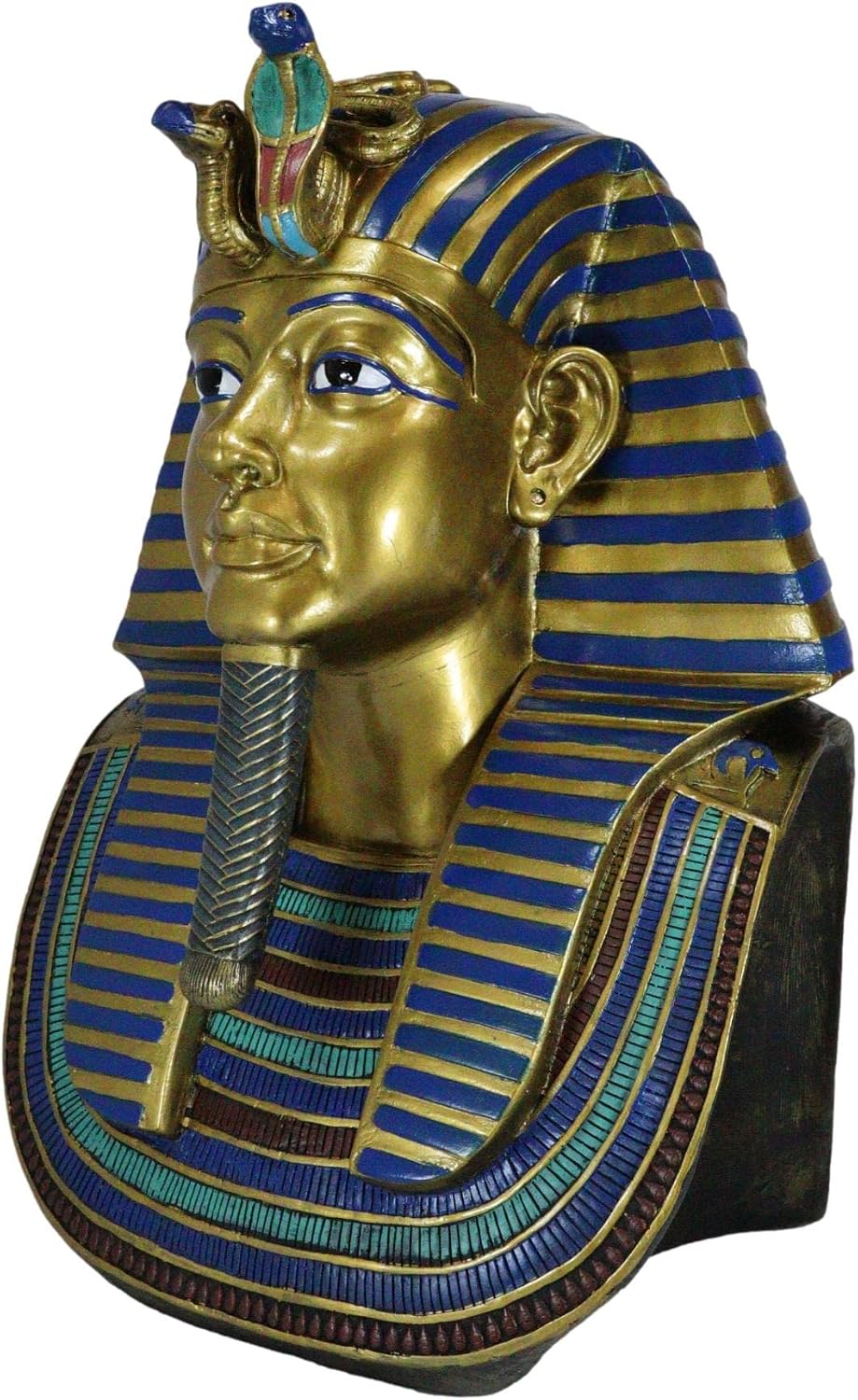 Ebros Gift Large Detailed Golden Cobra & Vulture Mask of Pharaoh Egyptian King TUT Bust Statue 18.75" Tall Classical Ancient Egypt Royalty Historical Decorative Figurine
