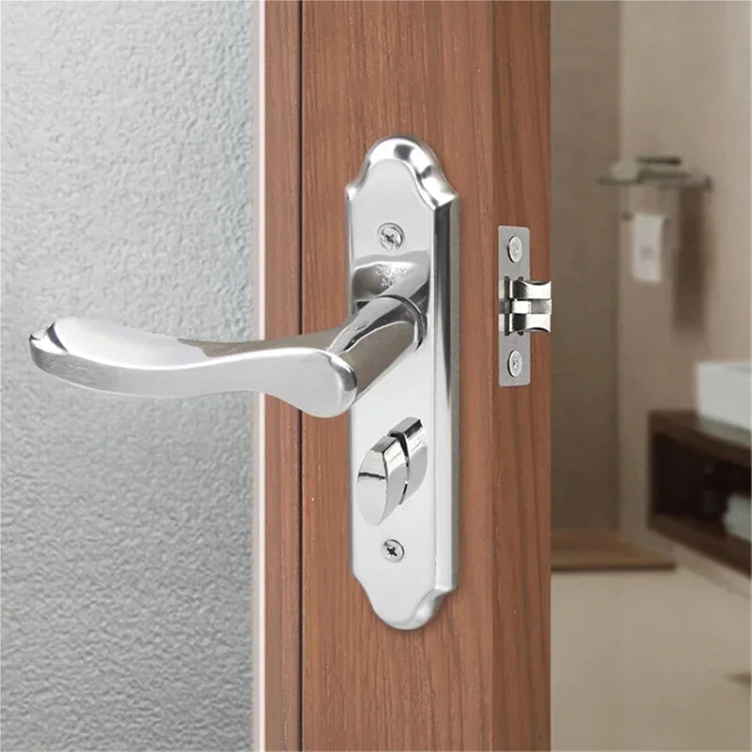 Keyless Stainless Steel Bedroom Handle Indoor Room Door Lock 1Pcs(A-125 Tongue 40)