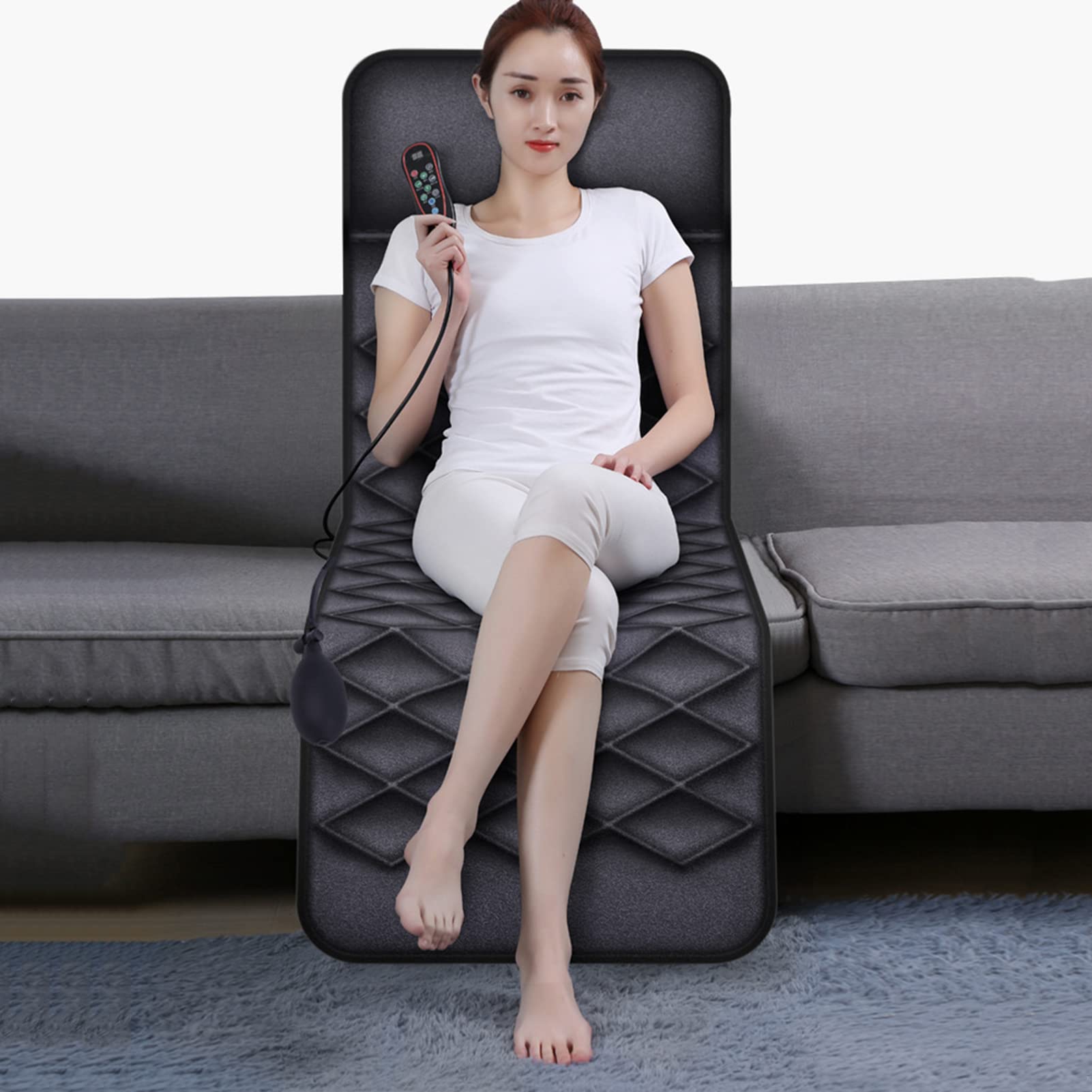 Esterilla de masaje de cuerpo completo con calor, 20 cabezales de masaje para amasar el cuello, cojín de silla con calefacción para masaje de cuerpo completo, cojín para aliviar el dolor de espal