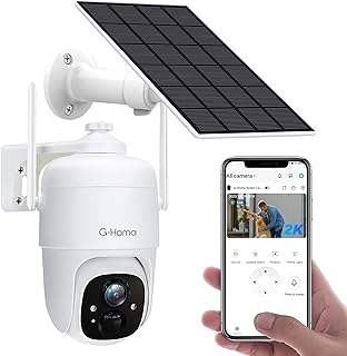 G-Homa (Upgrade Security Camera Wireless Outdoor, 2K 3MP Solar Powered 360° PTZ Cameras for Home Security with Color Night Vision, Ai Detection, Siren/Spotlight, 2-Way Audio, 4dbi Antenna