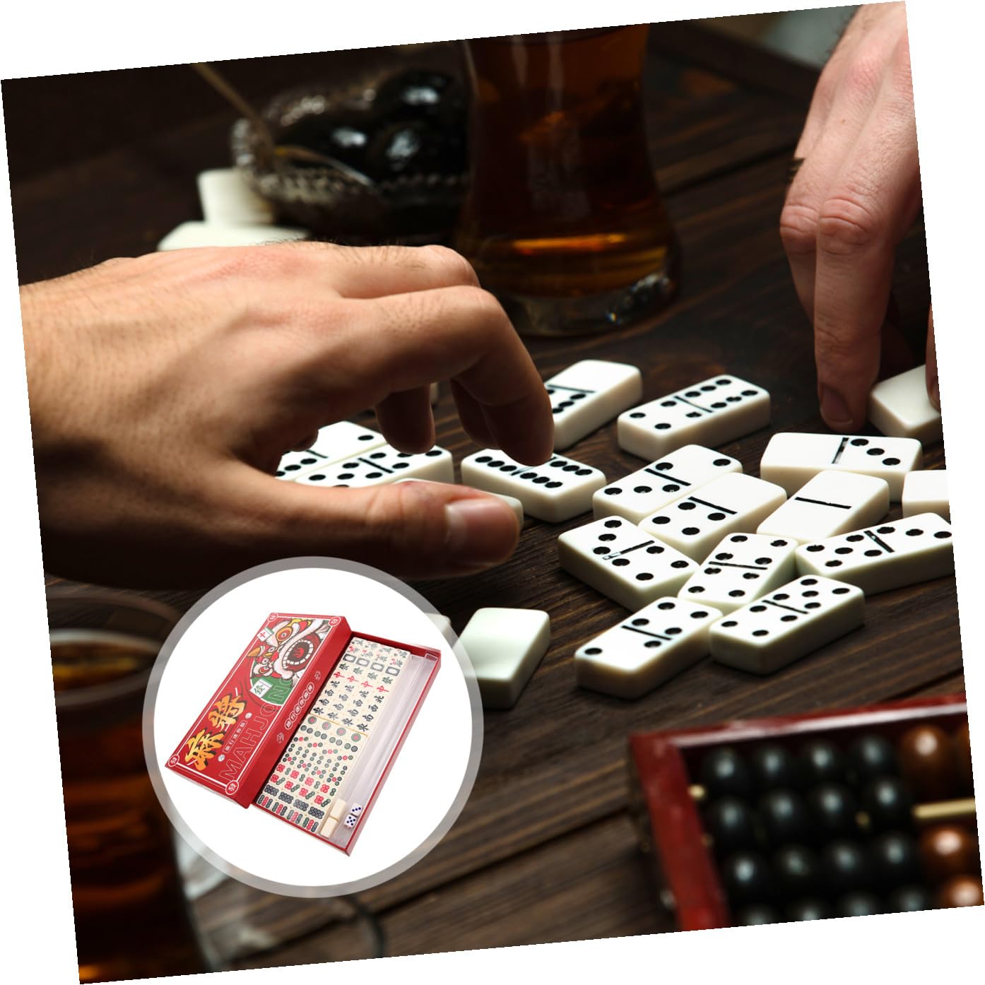 Yardwe Mini Mahjong Set Tragbar Kompakt Leichtgewichtiges Reisespiel Chinesisches Mahjong Kit Für Familienpartys Und Freizeitspaß