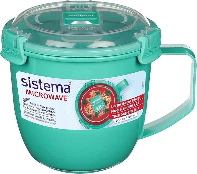 Sistema Microwaveable 900mL Soup Mug, Large Microwave Food Container with
