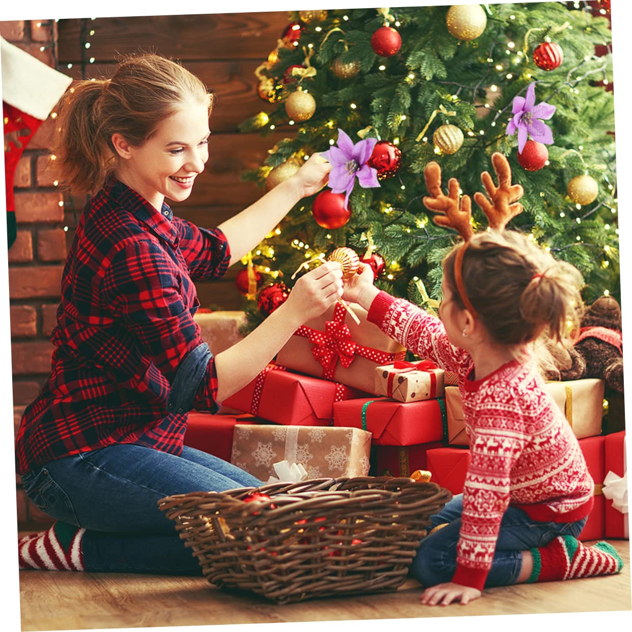PRETYZOOM 108stücke Künstliche Weihnachtsblumen Für Weihnachtsschmuck Dekoration Von Weihnachtsbaum Hochzeiten Und Festen Handgefertigte Farbenfrohe Poinsettia-Dekorationen