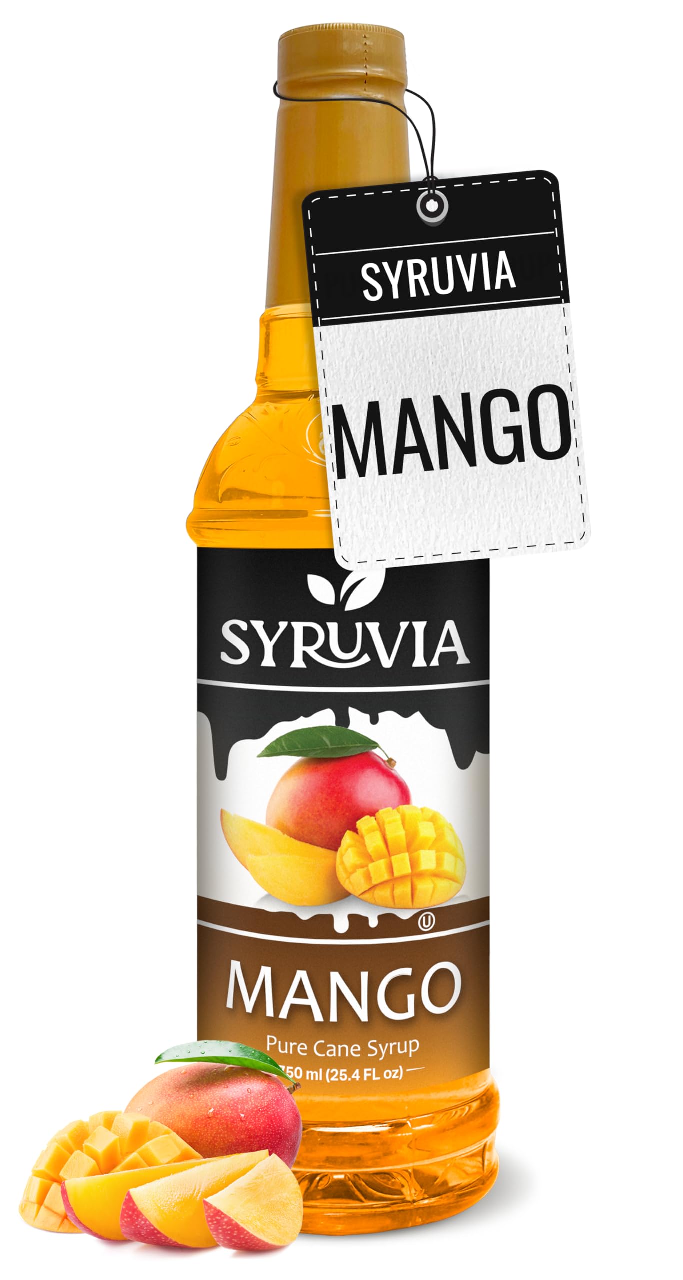 Syruvia Mango Syrup, Flavored Syrup for Drinks, Cocktails, Lemonades, Iced Teas, and Desserts – 25.4 fl oz