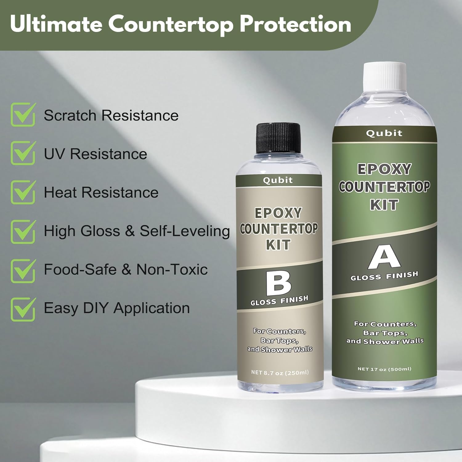 Stone Ultimate Top Coat Epoxy | DIY Epoxy Countertop Kit | Scratch Resistance, Yellowing Resistance – for Countertops, Bar Tops (Glossy Finish)