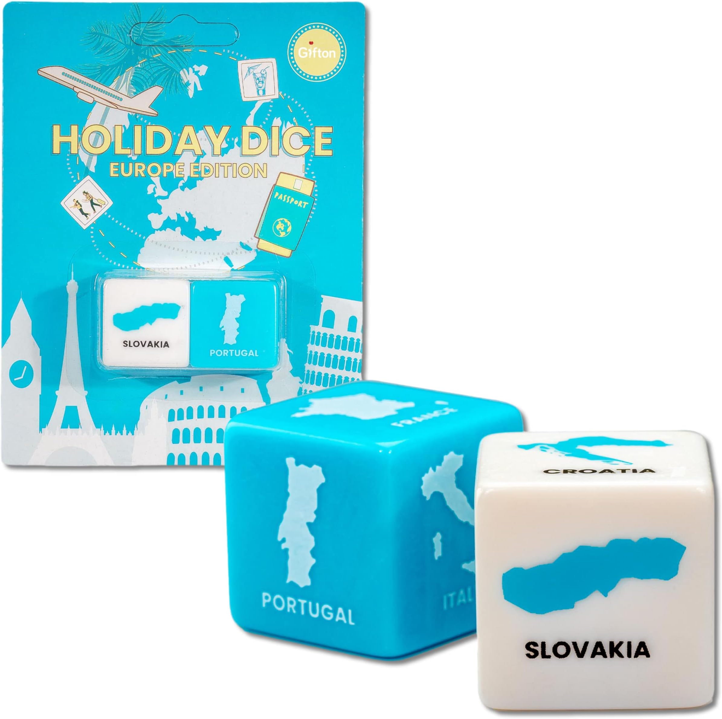 Gifton - Travel Holiday Dice Game Vacations Decision Maker - Travel Accessory Exercise Workout Funny Gift for Women Men Birthday Present Girlfriend Boyfriend Her Him Office Christmas Stocking Filler