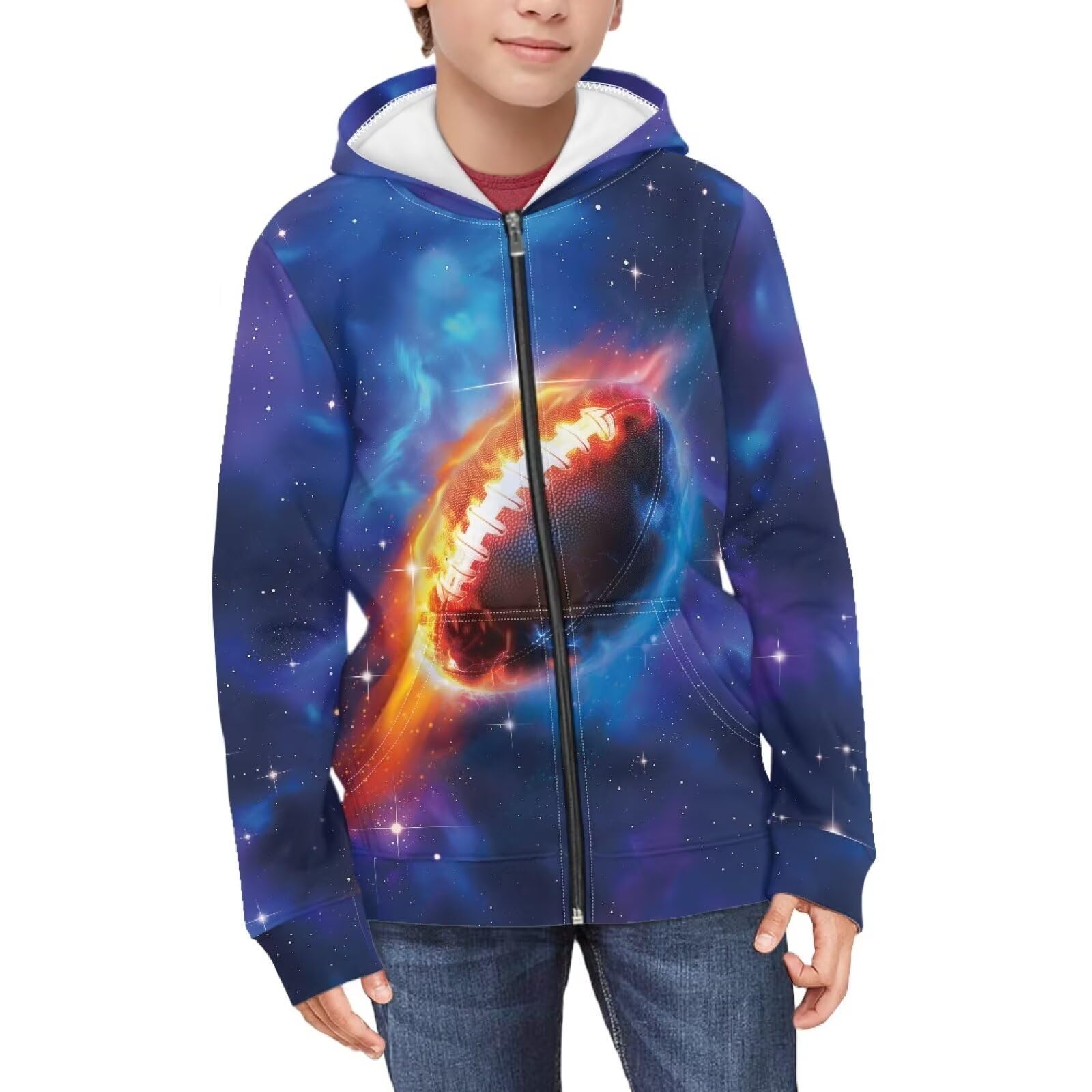 Suobstales Kids Soft Zip-Up Hoodie for Boys 6-16 Years Hooded Sweatshirt Fall Cardigan Jacket with Pockets