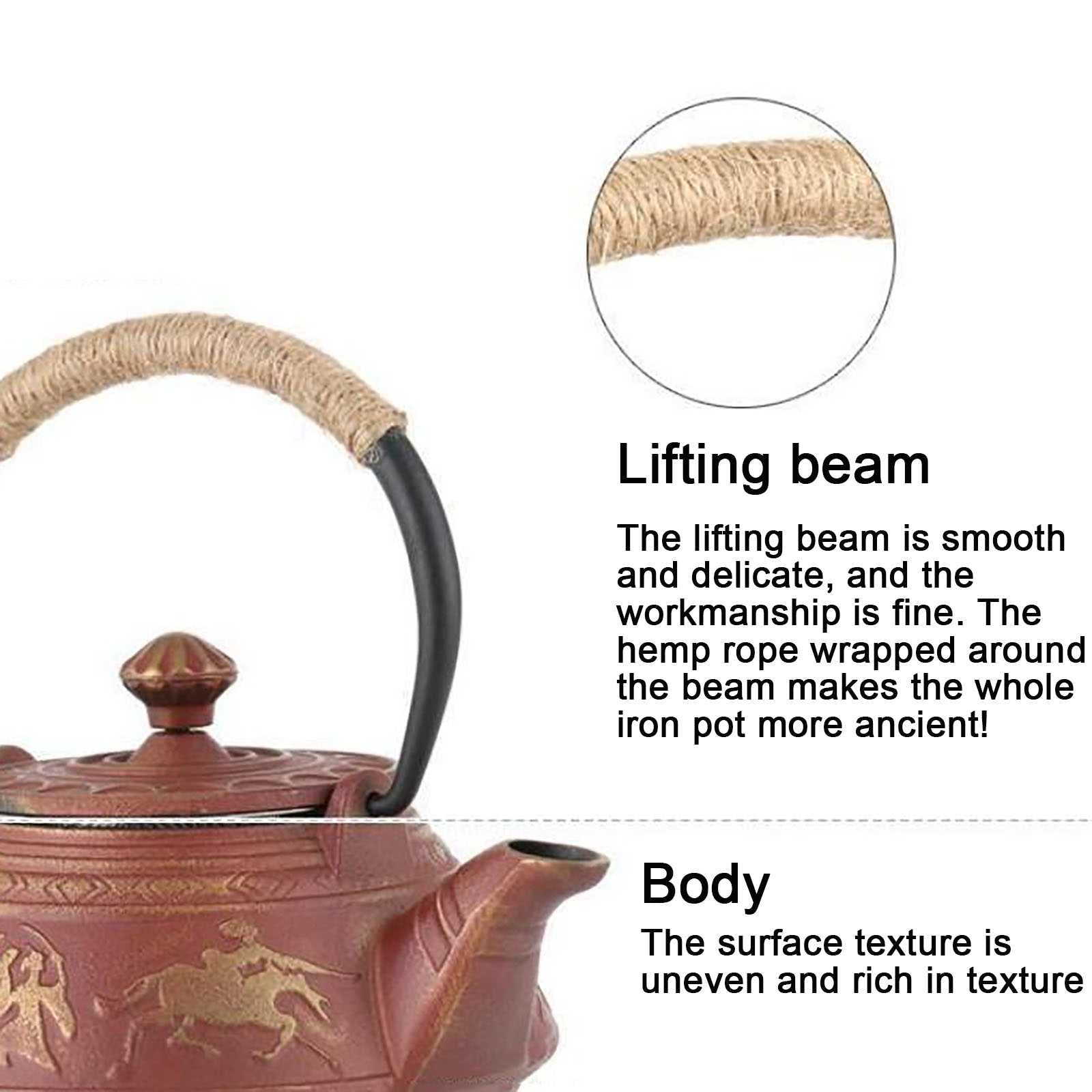 Taule en Fonte, Bouilloire à thé 500 ML avec infuseur en Acier Inoxydable, Coffre-Top à thé en Fonte Japonaise en Fonte, thé, thé à thé enrobé de l'intérieur émaillé pour thé lâche