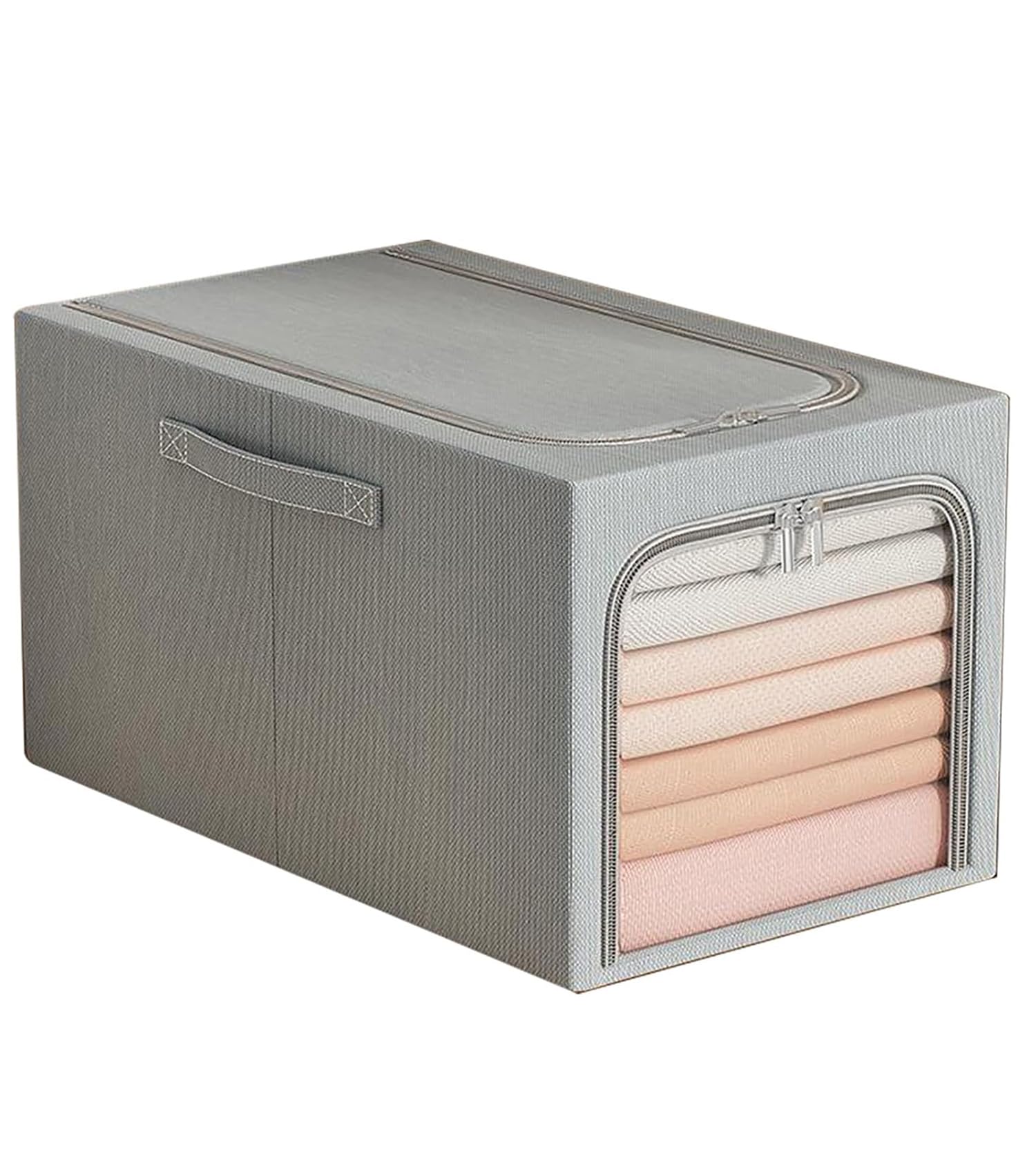 House of Quirk Clothes Storage Bins, Quilts Storage Organizer with Metal Frame & Handle, Multifunctional Storage Box Container for Home Dormitory Bedroom (Grey) (B0D9BSBC4N) Amazon Price History, Amazon Price Tracker