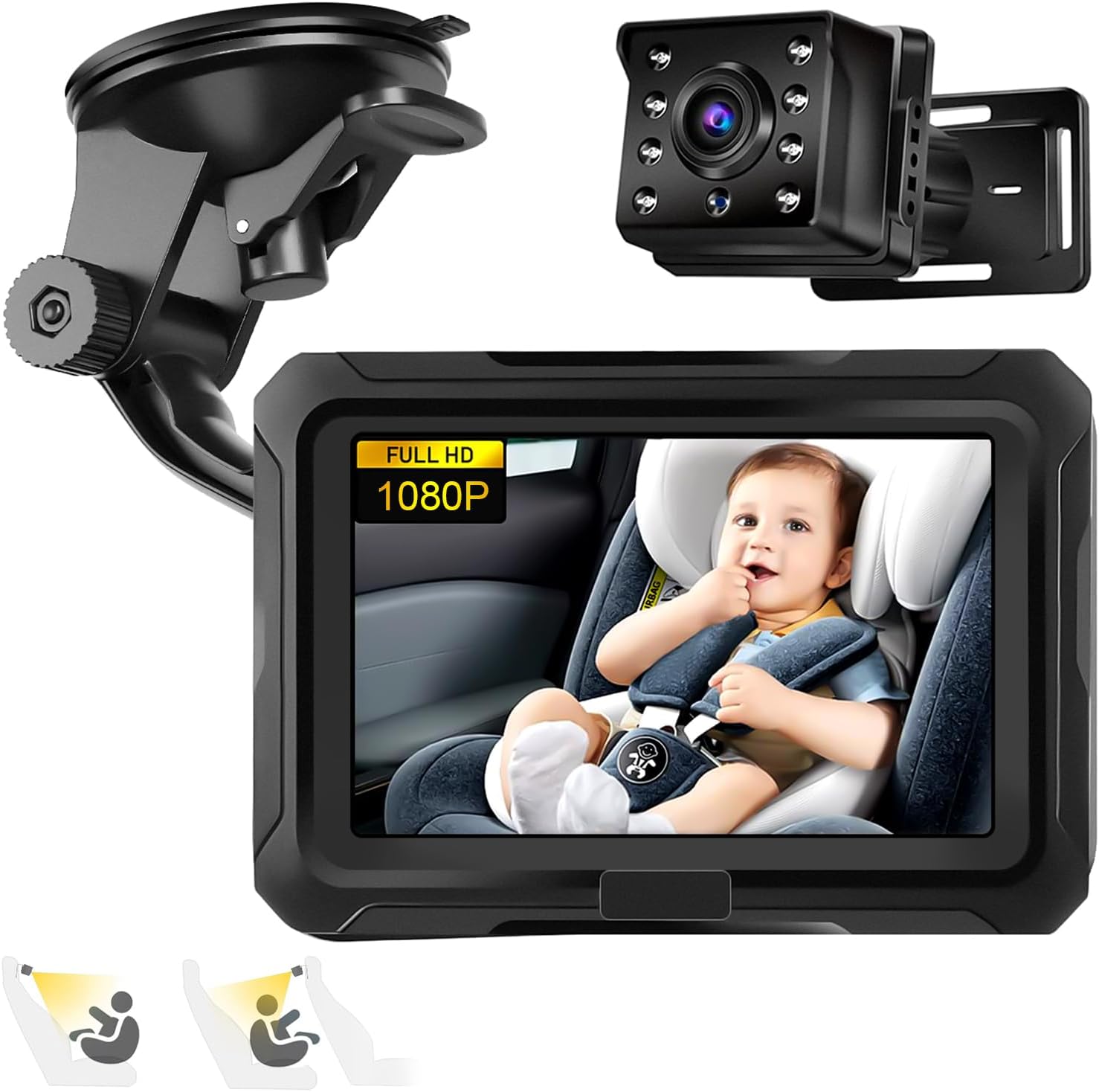 Shynerk Baby Car Mirror, 4.3'' HD Night Vision Function Car Mirror
