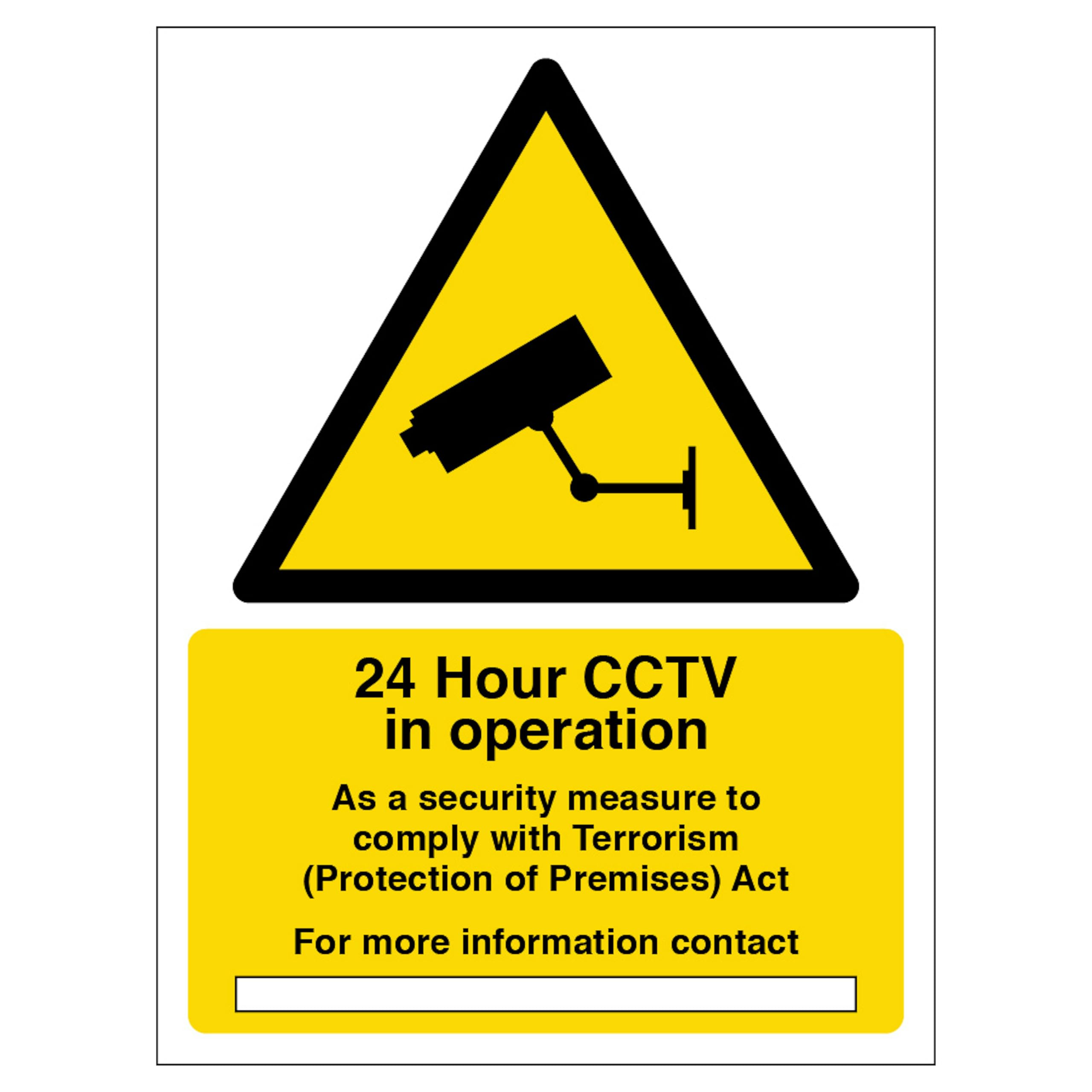 V Safety CCTV in Operation - Comply with Terrorism Act 150 x 200mm - 2mm Rigid Plastic