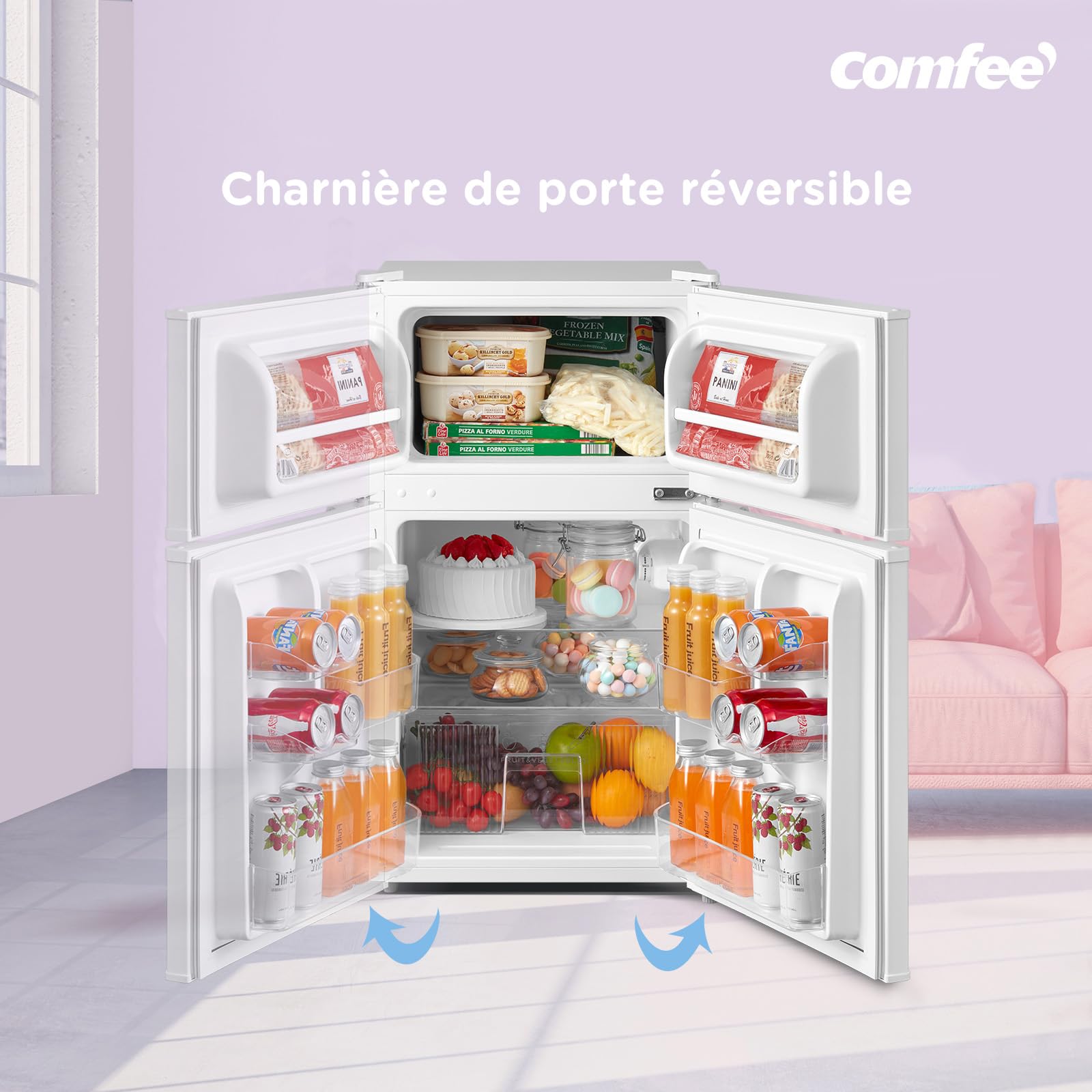 COMFEE' RCT87WH2(E) Réfrigérateur Congélateur Sous Plan 87L Blanc