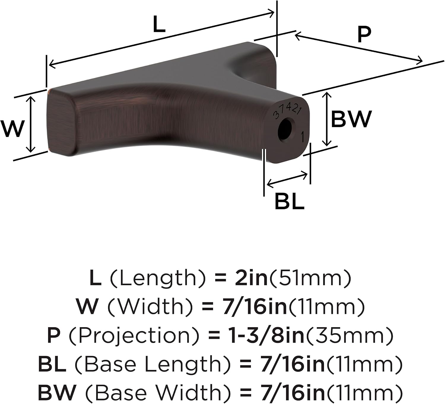 Amerock Merced 2 inch (51mm) Length Oil-Rubbed Bronze Cabinet Knob, BP37421ORB