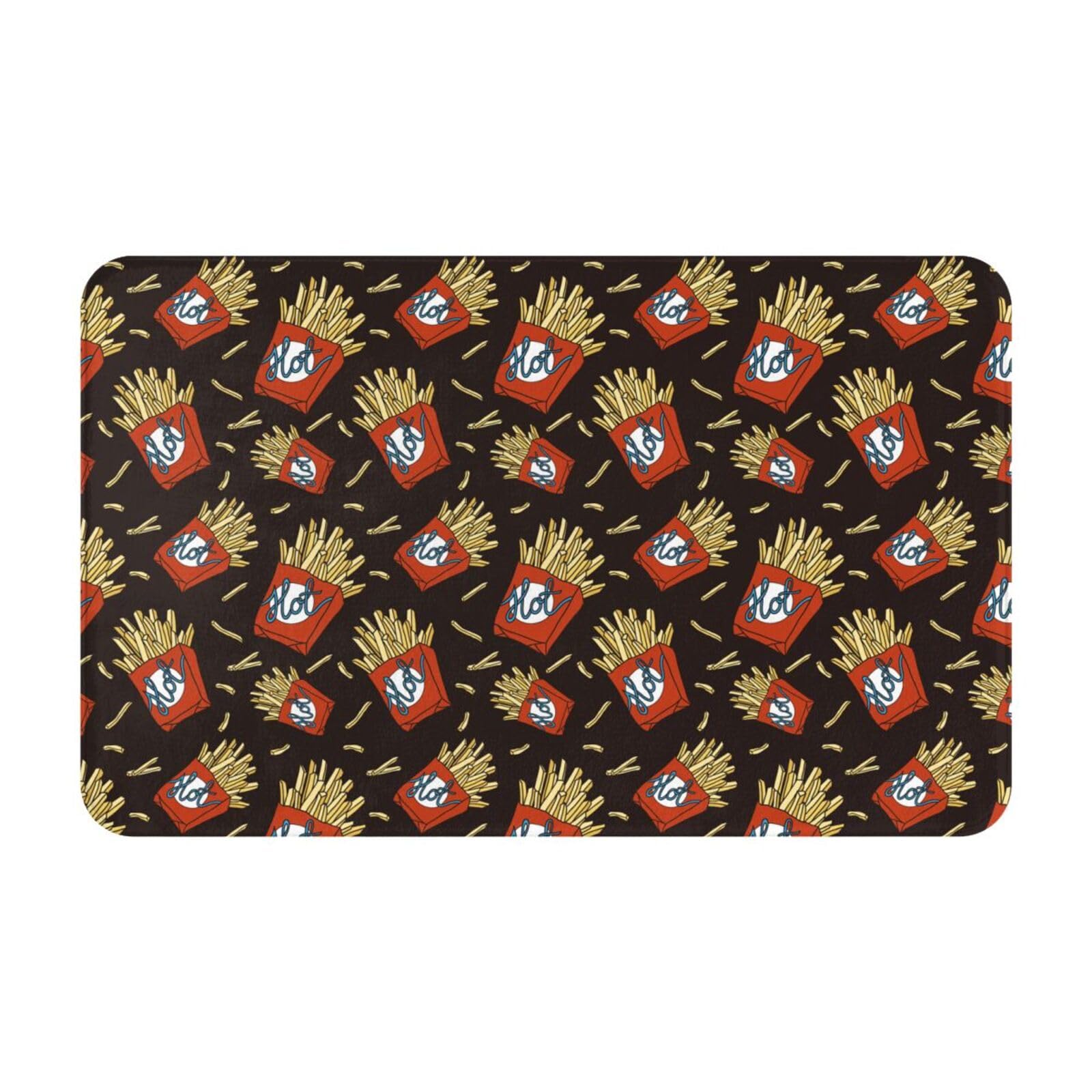 NIUNEWCute Fries Black 20x31.5 in Bathroom Rugs Soft Bath Rugs Mats for Bathroom Non-Slip Washable