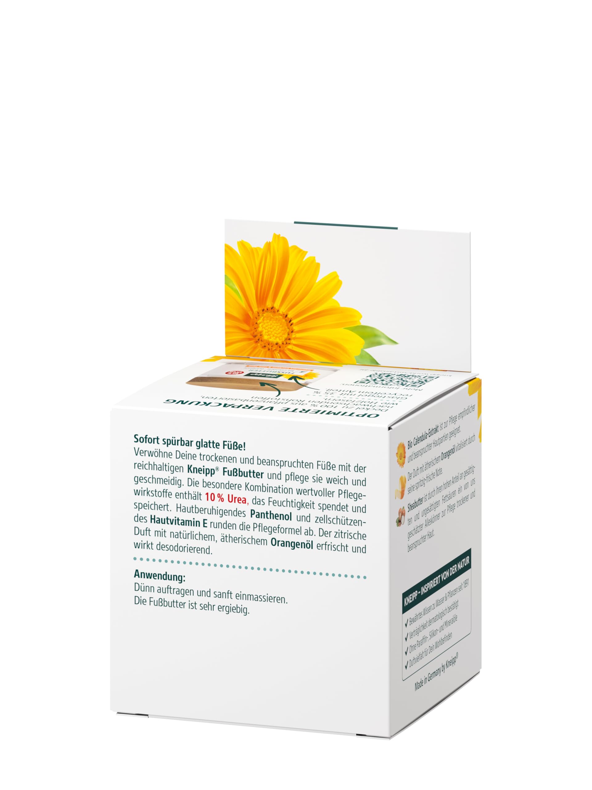 Kneipp Beurre de pied régénérant - Convient également pour les peaux sensibles - Calendula bio et huile d'orange - Soin intensif immédiatement perceptible - 100 ml