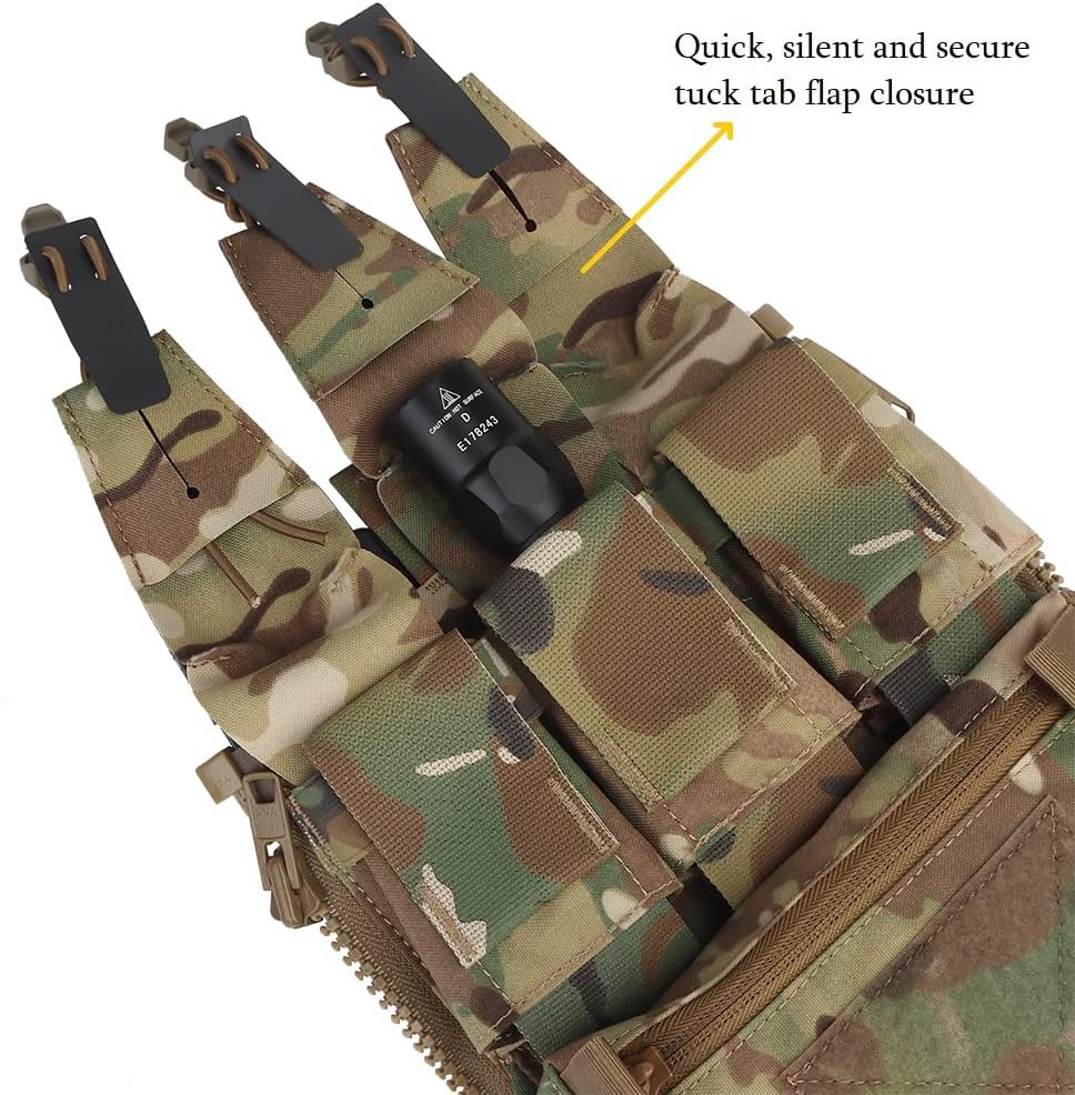 MOLLE Back Panel Banger Zipper on Pouch Triple Mag Holder Tactical Expansion Bag for Hunting Airsoft Vest - Image 6