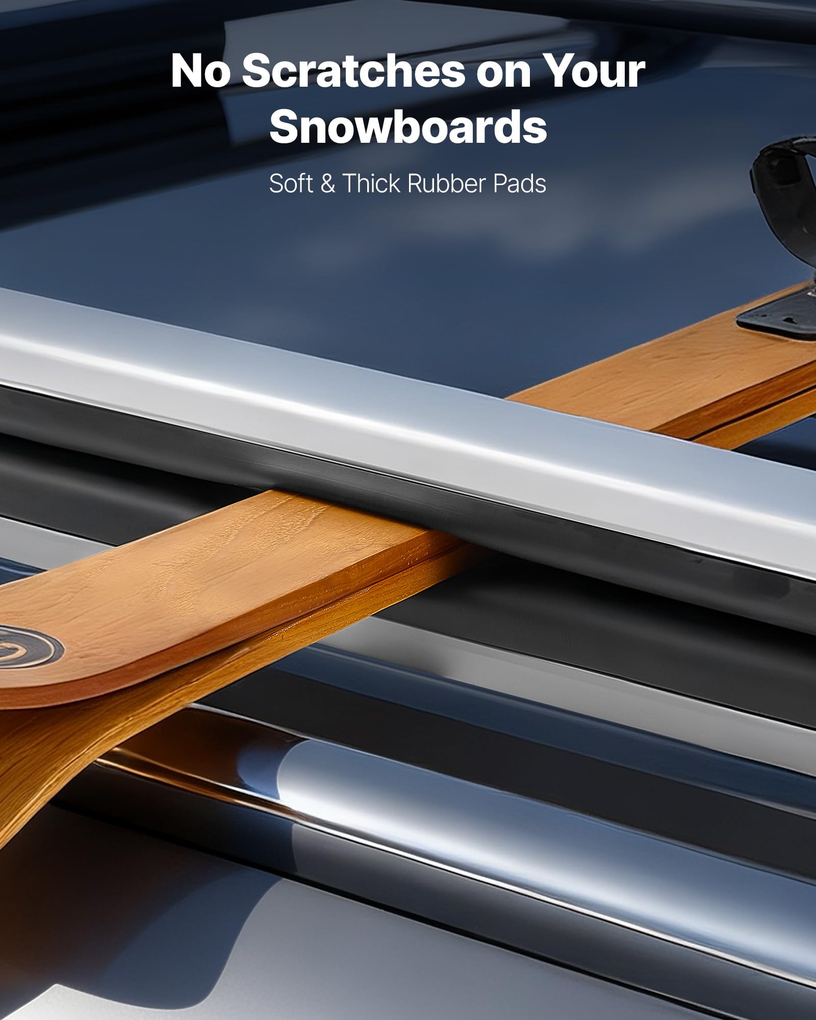 VEVOR Portasci e Snowboard, Porta Fino a 4 Paia di Sci o 2 Snowboard, 2 Supporti Universali in Alluminio per Portapacchi Auto con Serratura e Imbottitura in Gomma, Portacanna da Pesca