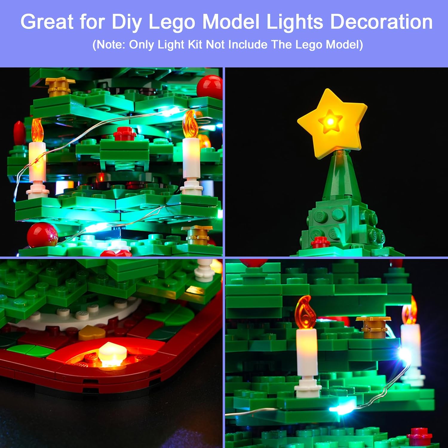 Upgraded Led Light Kit Compatible with Lego Christmas Tree Building Set, Compatible with Lego 40573, Gift Idea for Boys, Girls and Kids (Model Not Included)