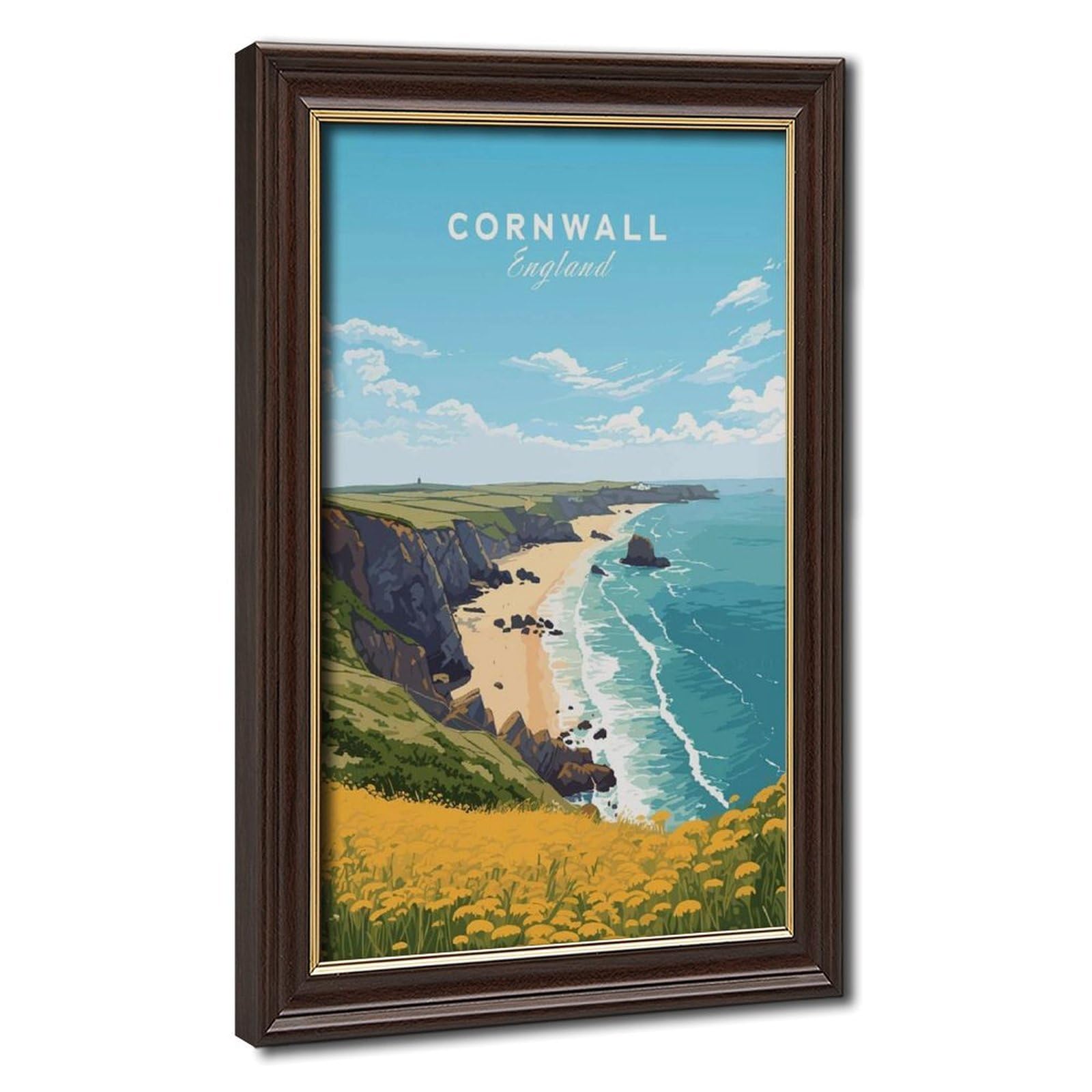 Bareronor Mokume Gane Frame-Style Cornwall Canvas Poster For Bedroom Decor Gift