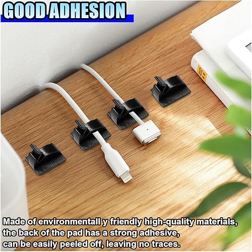 Miniatura 5 de 50 clips adhesivos para organizar cables, organizador de ganchos ajustables para colgar, abrazadera de soporte de alambre adhesivo para pared,