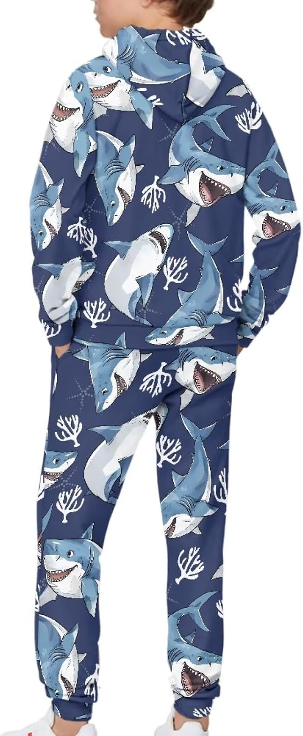 Boys Clothes Long Sleeve Hoodie Sweatshirt and Sweatpants 2Pcs Fall Winter Outfits for 2-12 Years