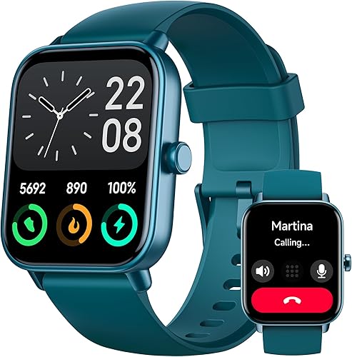 Fitpolo Reloj inteligente para hombres y mujeres, pantalla táctil de 1.8", llamada Bluetooth, Alexa integrado, frecuencia cardíaca 24/7, monitor