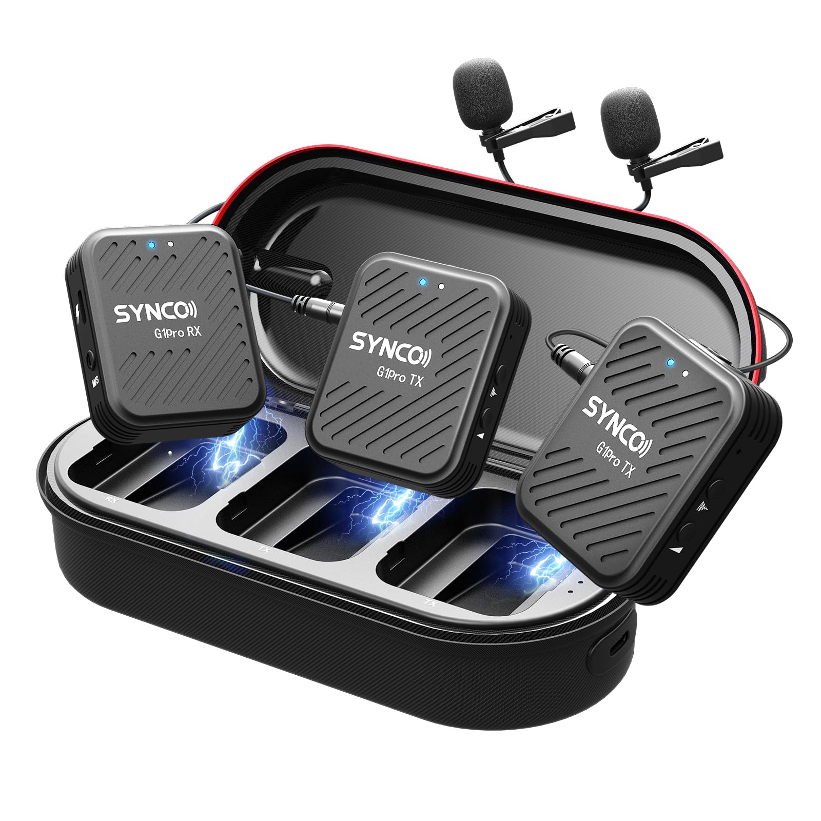 Micro Cravate sans Fil SYNCO G1(A2) Pro, Double Ensemble de Micro-Cravates,150m de Portée, 8h d'Autonomie, pour Vidéos en Ligne, Interviews, Vlogs, Caméras, Smartphones et Tablettes.