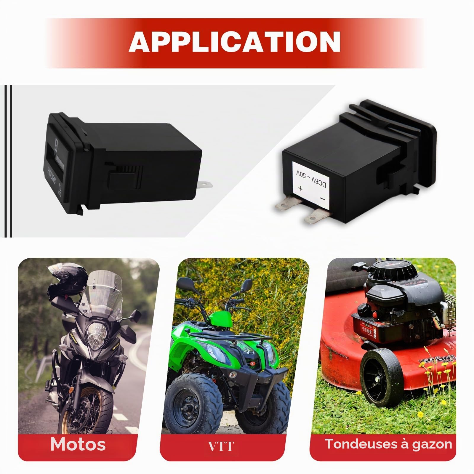 Compteur d'heures Mécanique Rectangle Compteur d'heures Moteur Snap-in, pour Appareil Alimenté par Batterie Tondeuse à Gazon Tracteur Générateur Fourche Élévatrice (S- DC 6-80V)