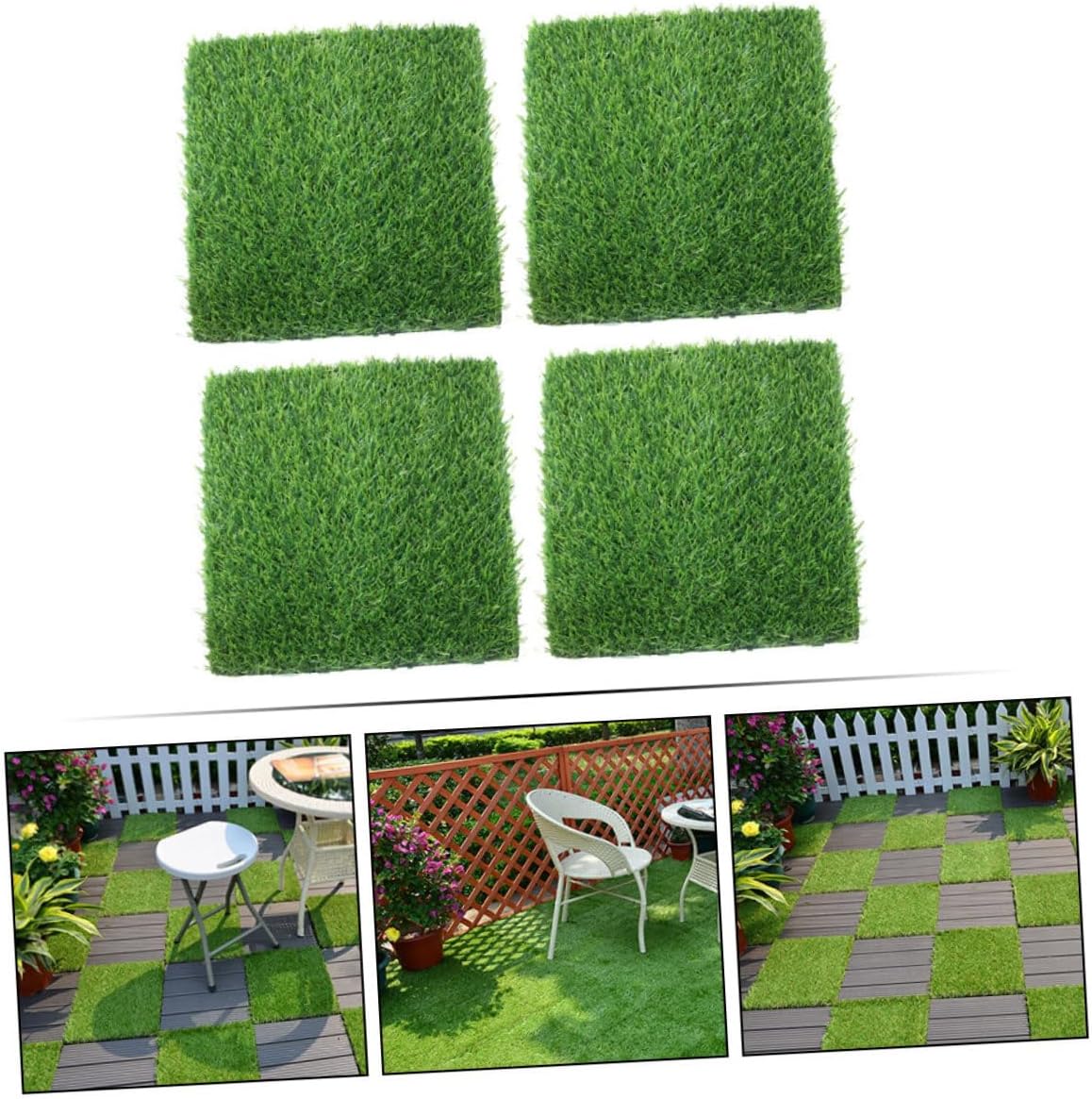 4pcs Lifelike Artificial Grass Mat for Garden Decoration Imitation Turf Pads for Outdoor Use Safe Grass Tiles for Home Patio