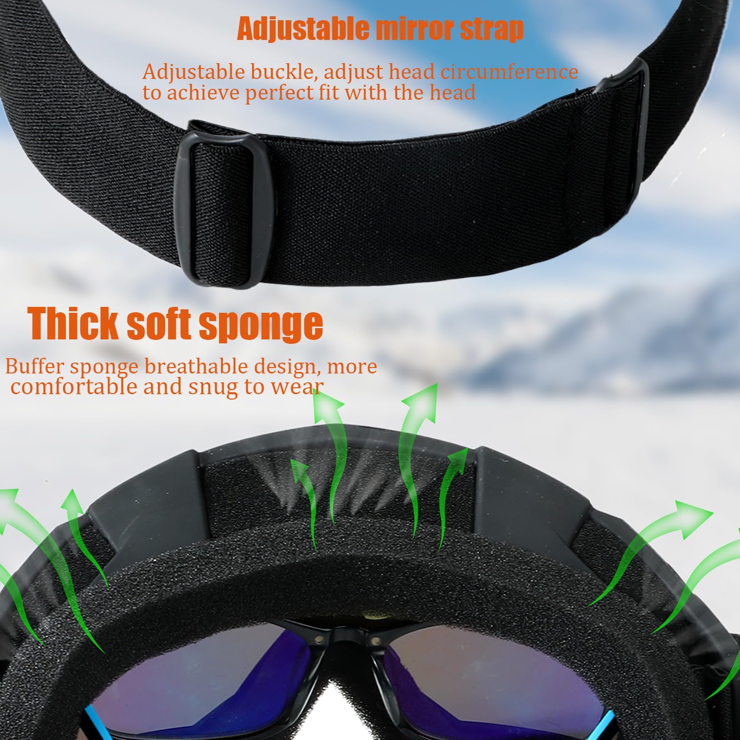 Maschere da Sci, Occhiali da Moto, Occhiali Anti Nebbia e Protezione UV, per Attivit All'Aperto come Sci, per Uomini e Donne