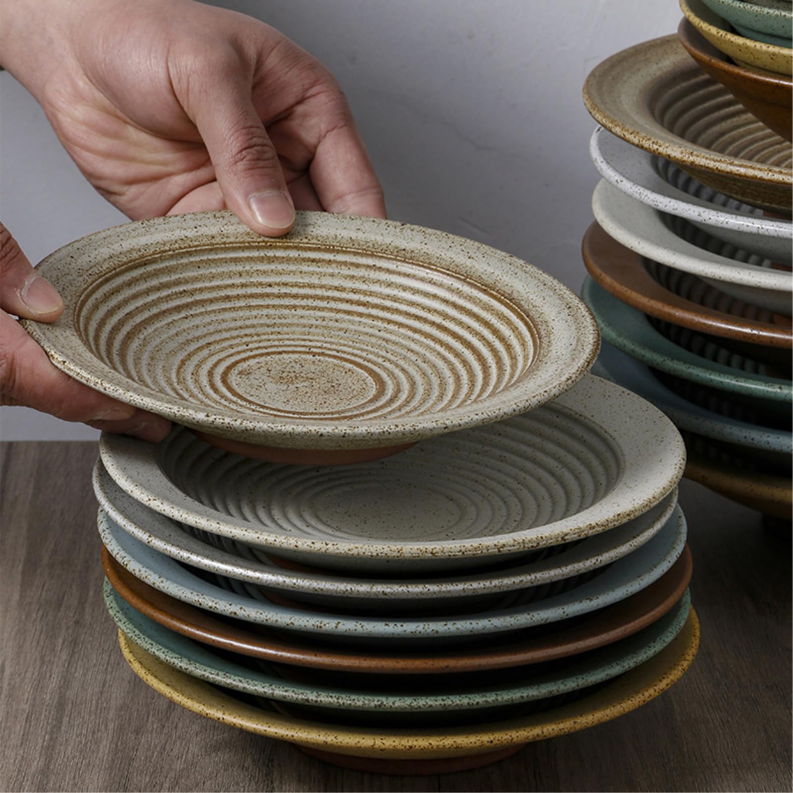 Piatto per cappello retrò con personalità creativa ceramica grezza giapponese fresca e squisita personalità-pennello smalto opaco