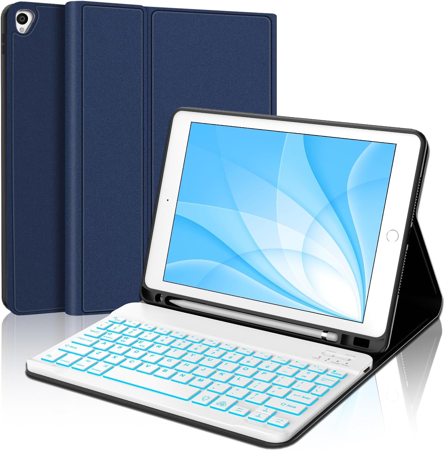 JADEMALL iPad 9th Generation Case with Keyboard for iPad 8th Gen / 7 th Gen/Air 3rd