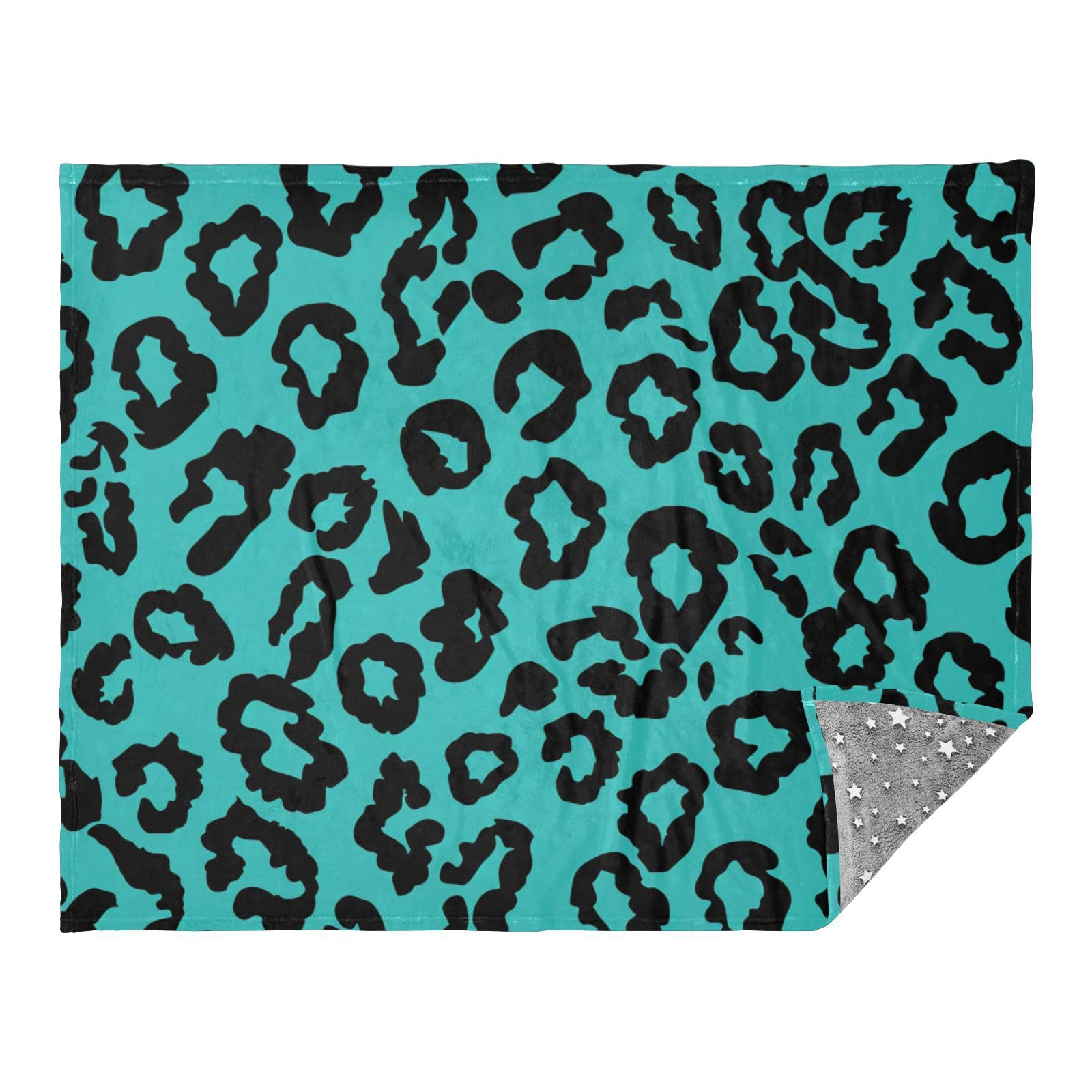 Couverture léopard bleu sarcelle et noir 127x178 cm pour fille