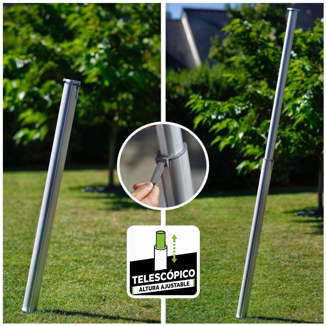 Mástil para Vela de Sombra de Aluminio Gard&Rock – Telescópico y Extraíble | Fijación todoterreno – Se inserta en la Base de Anclaje (no incl.) – Sin ocupar espacio – Terraza, jardín y piscina
