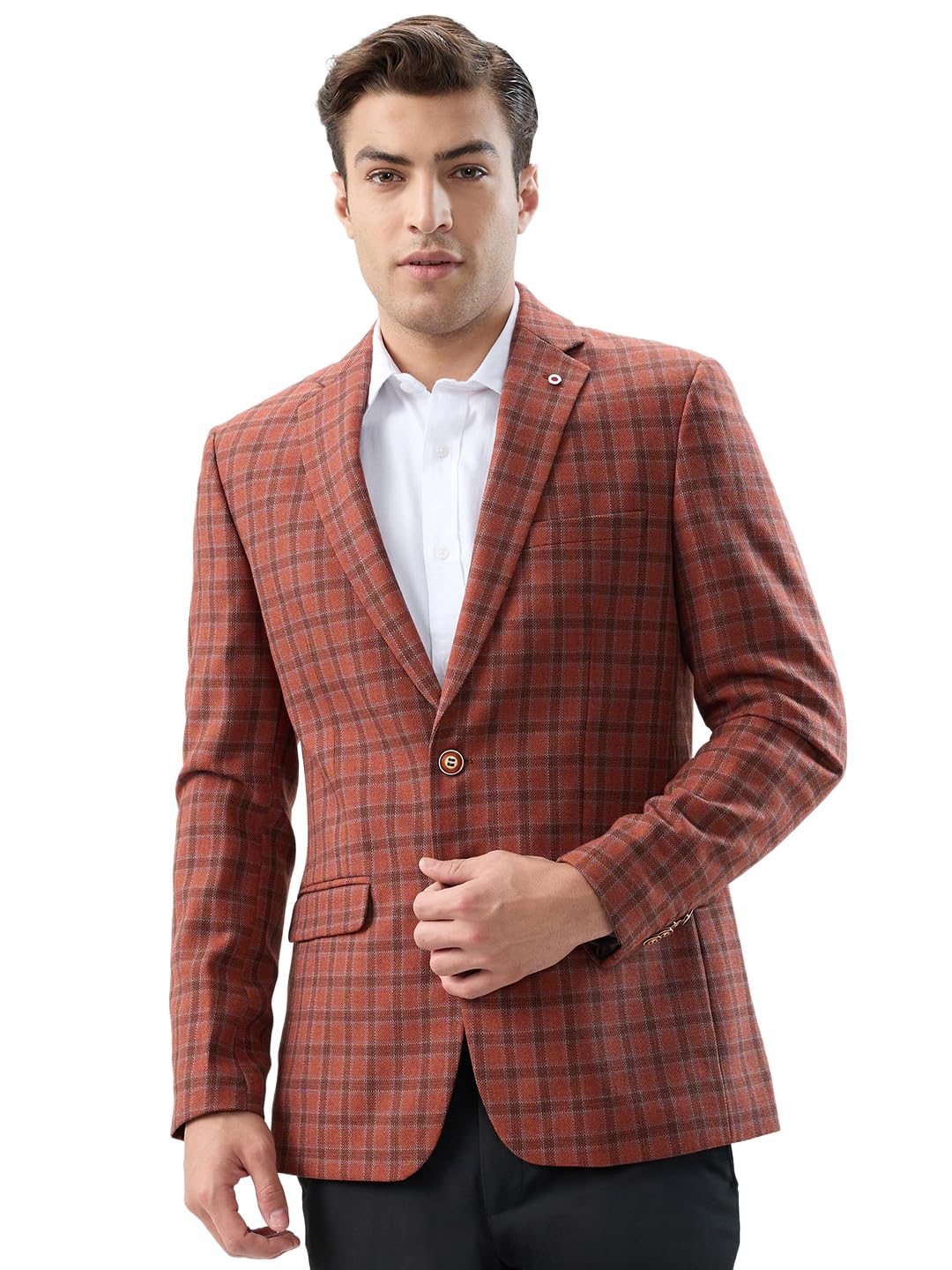 raymond Men Contemporary Fit Checks Pattern Poly Wool Blend Notch Lapel Full Sleeve Formal Blazer-picture-22