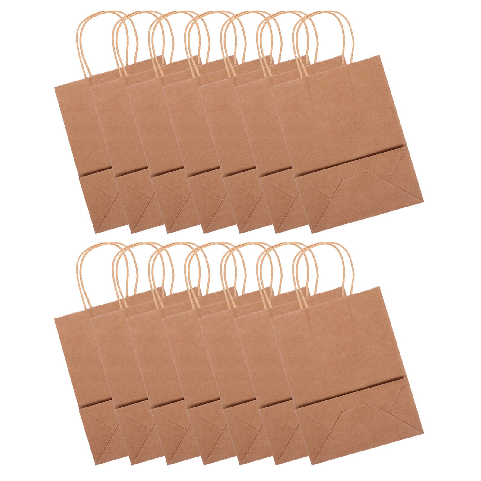 BAZEITFLOW 40 Pezzi Sacchetti in Carta Kraft con Manico Robusto Borse Color Naturale per Regali Dolci e Pane da Forno Sacchetti da Asporto Ecologici con Base Rinforzata per Feste e Confezioni